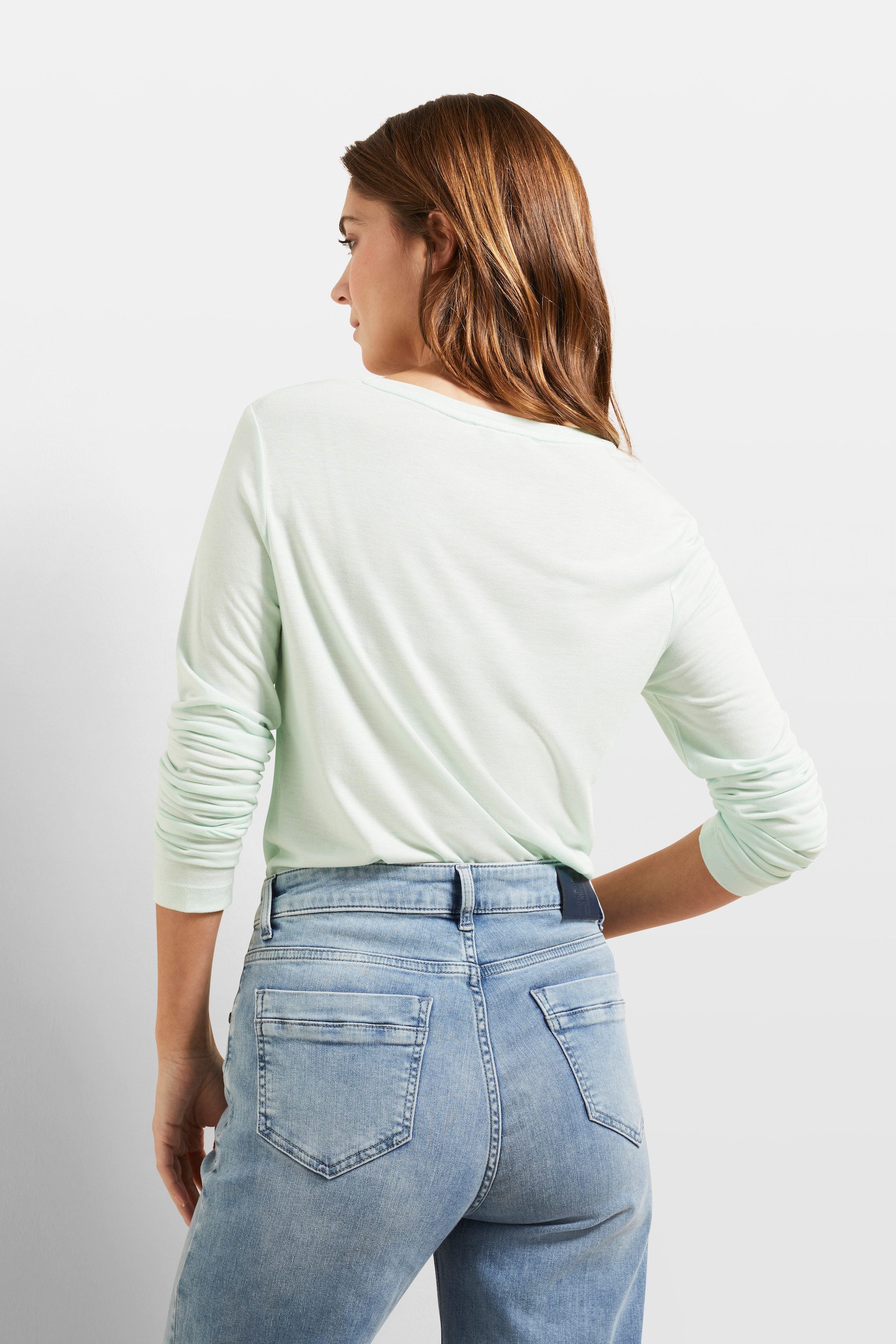 Bugatti Shirt met lange mouwen met ronde hals