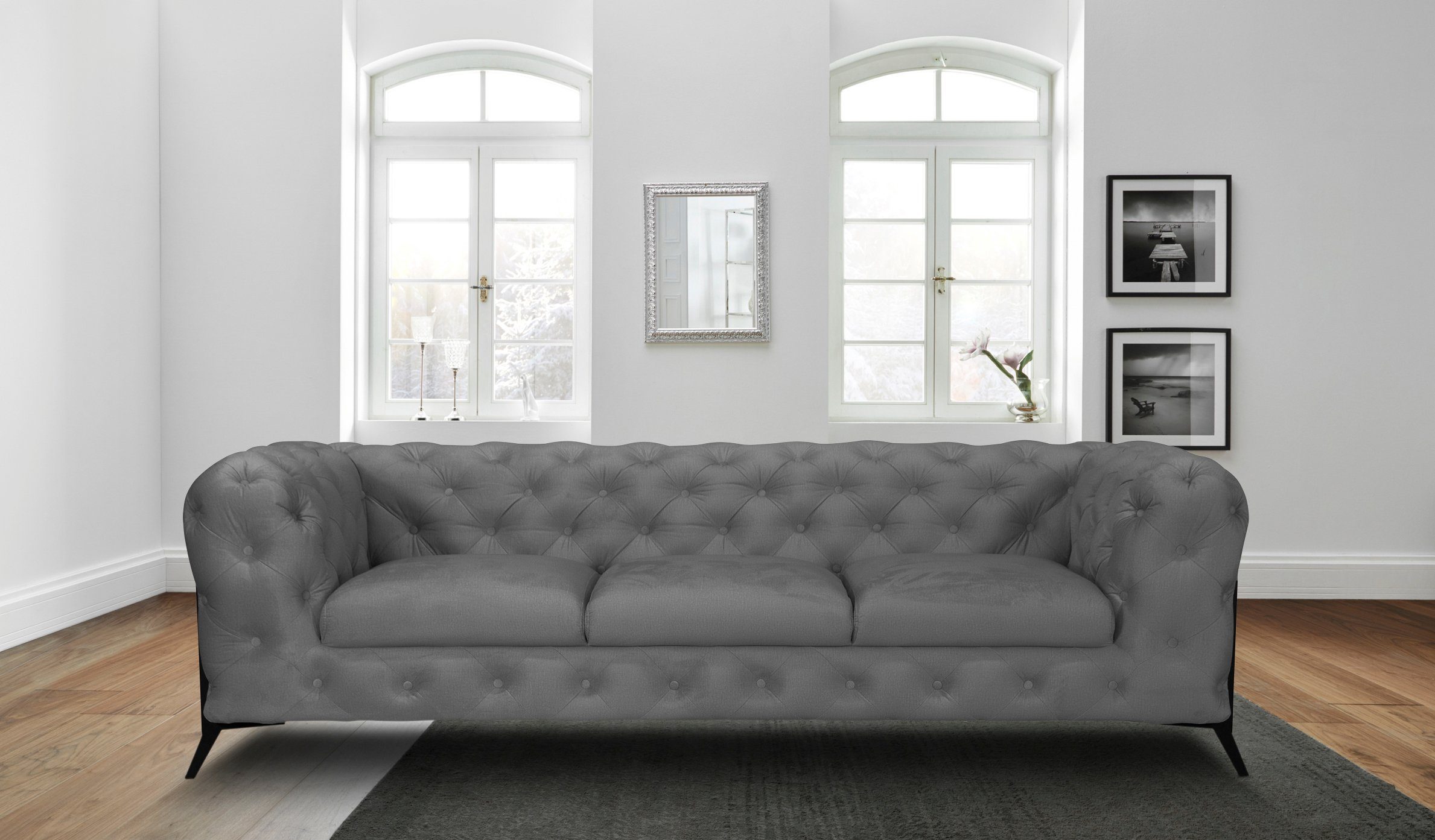 Leonique Chesterfield-bank Amaury luxueuze capitonnage, moderne chesterfield look, kleur van de poten ter keuze