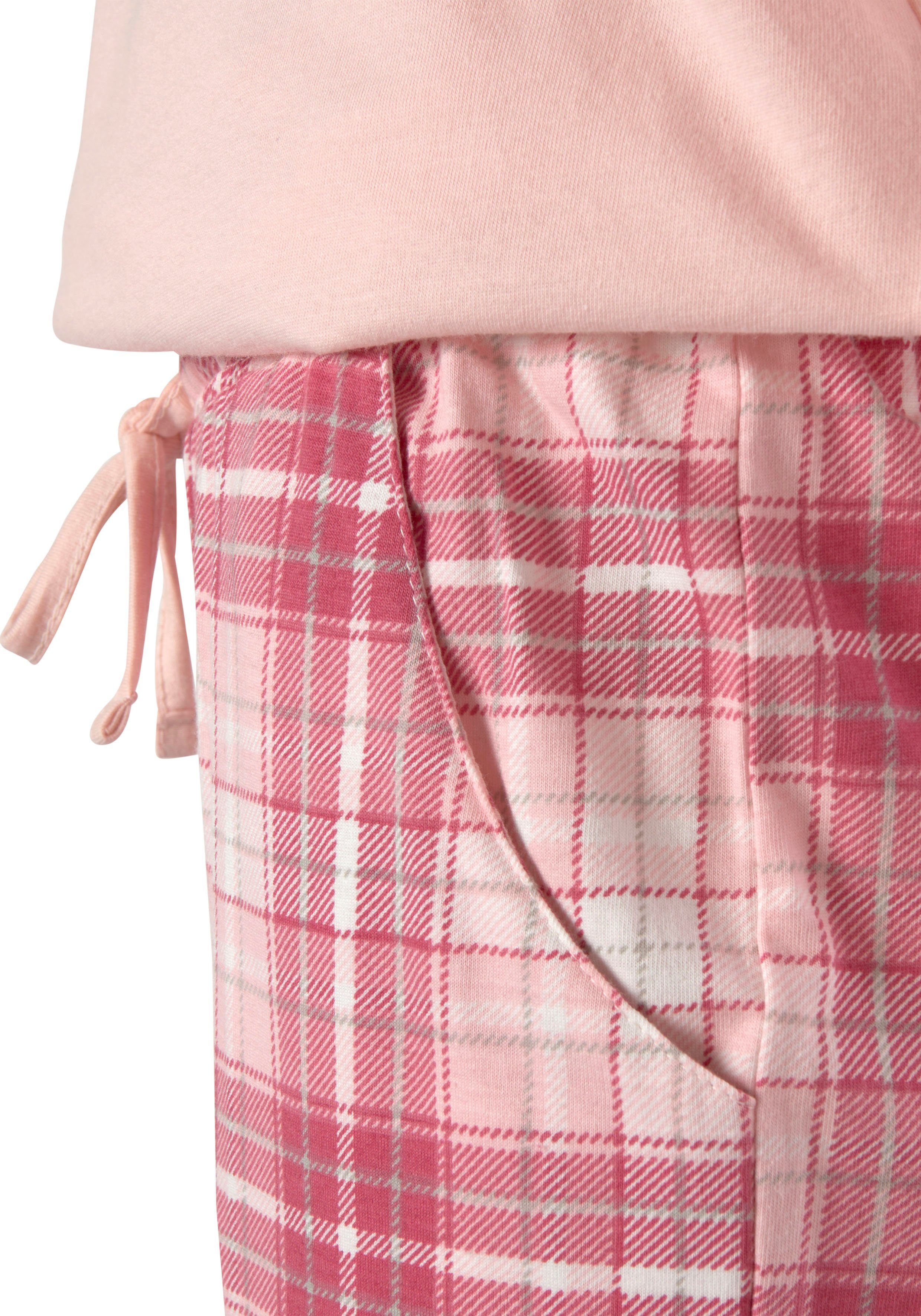Vivance Dreams Pyjama met ruit- en bloemenprint in een dubbelpack (4-delig, Set van 2)