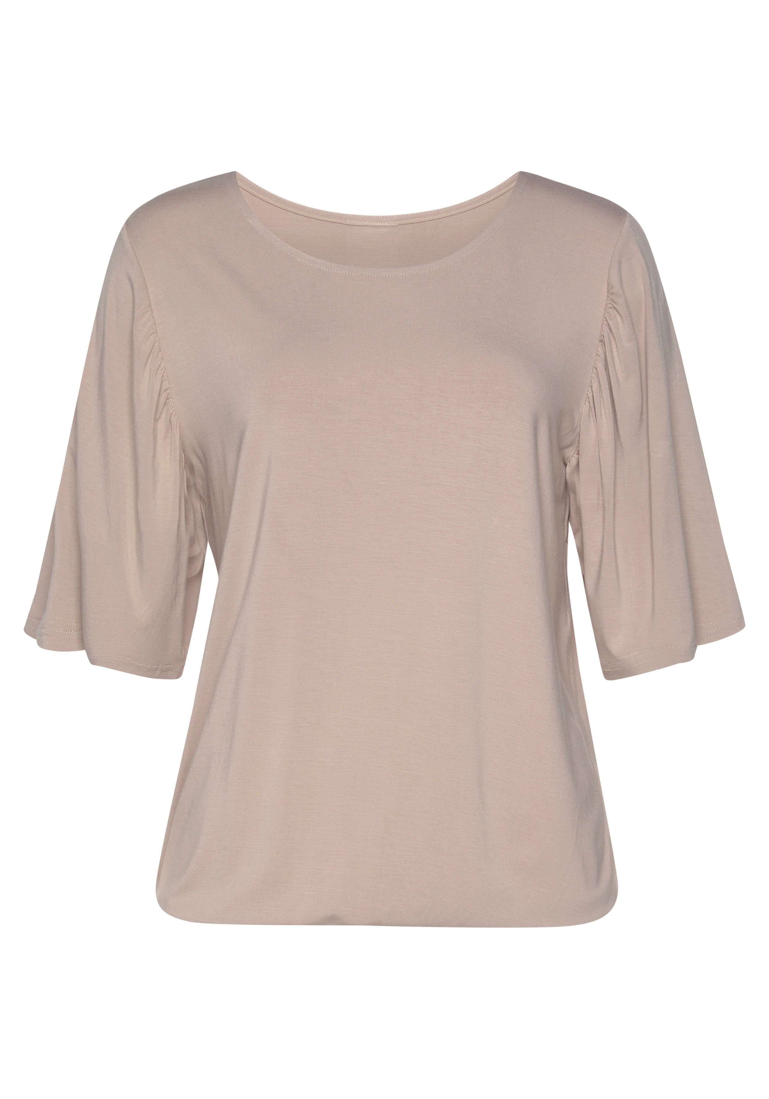 Vivance Shirt met ronde hals Met fijne plooi aan de mouwen (Set van 2)