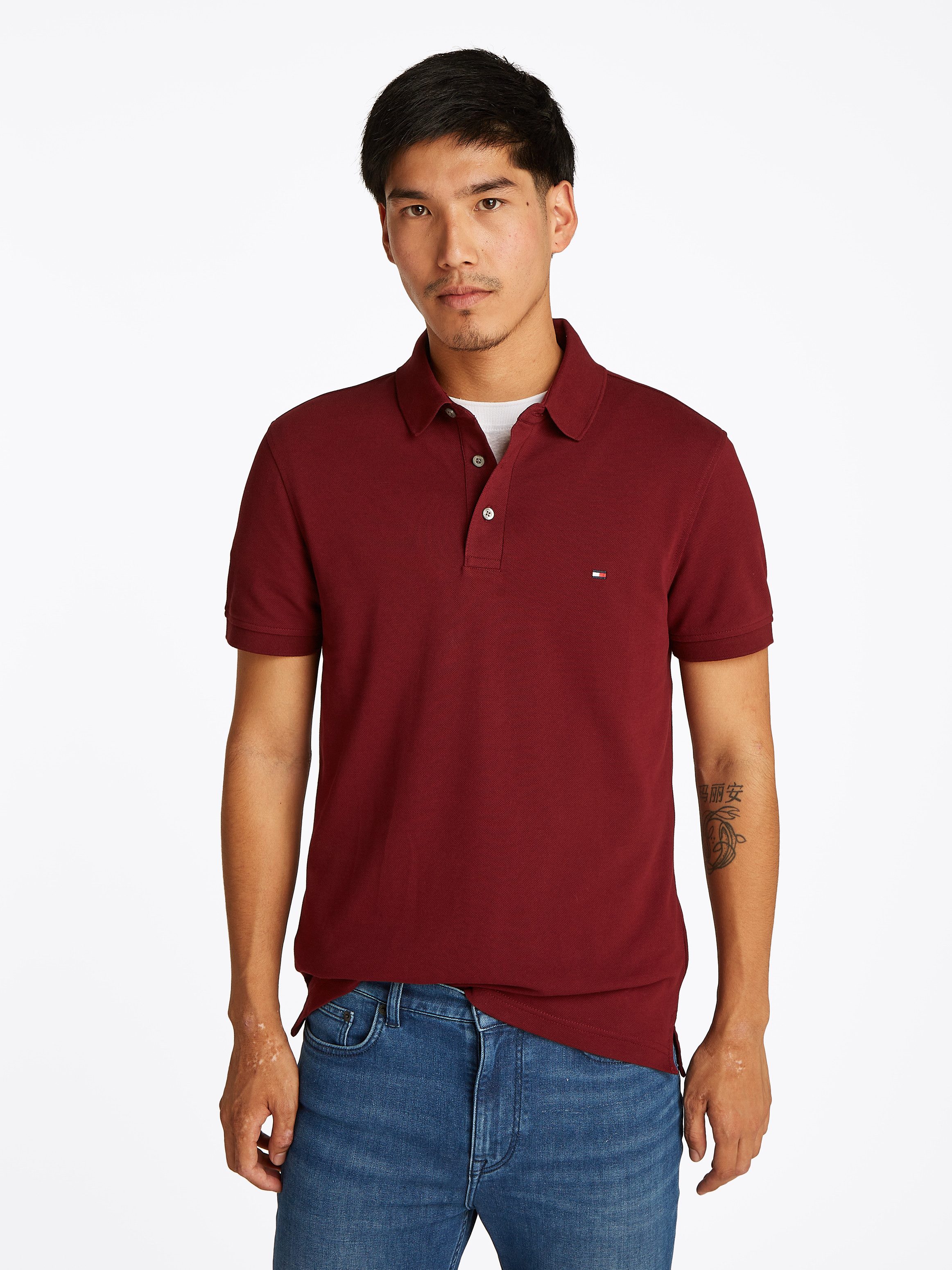 Tommy Hilfiger Poloshirt 1985 SLIM POLO met piquéstructuur en borduursel