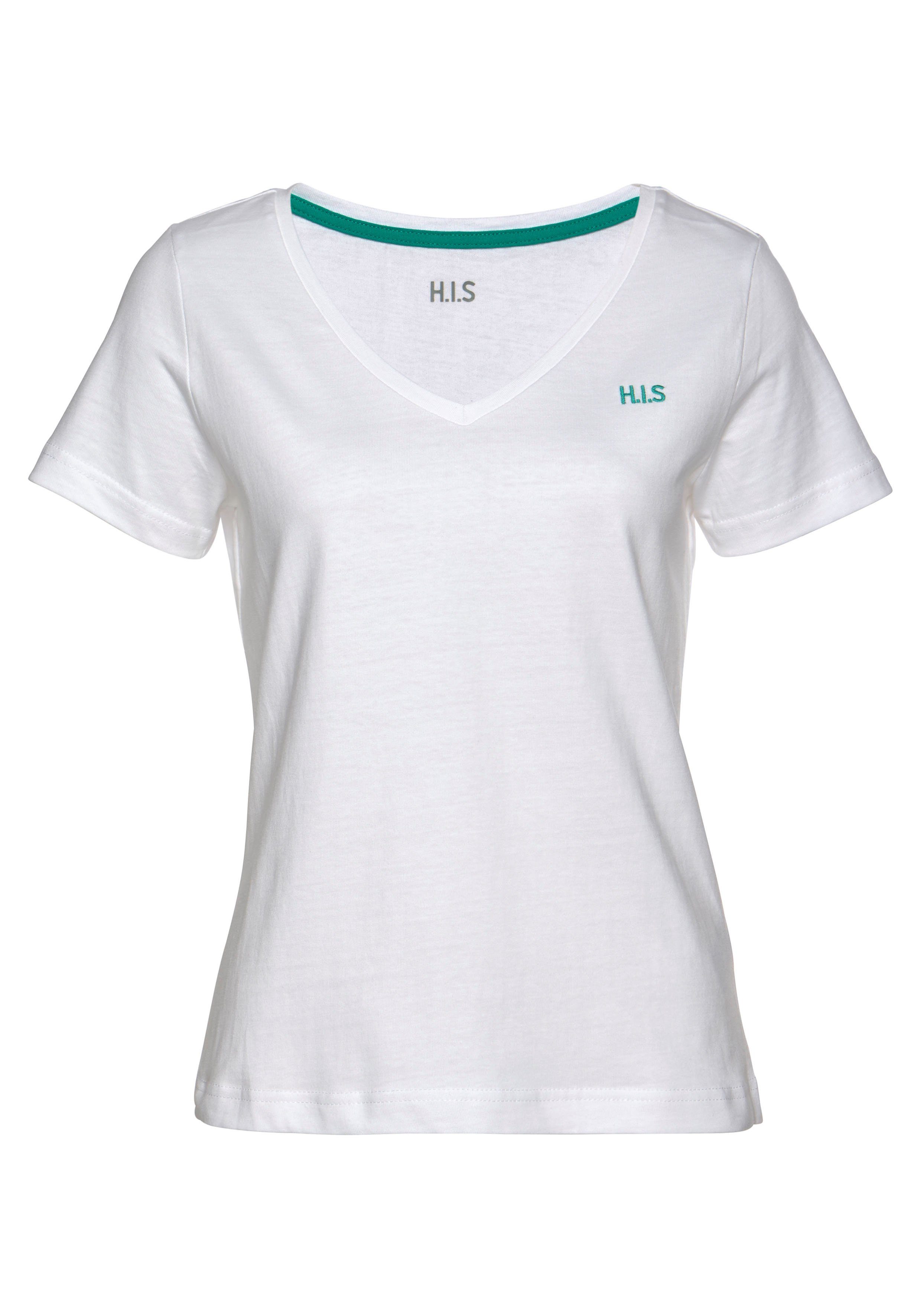 H.I.S T-shirt Essential basics heup-lange pasvorm, figuuraccentuerende snit, van 100% katoen (Set van 3)