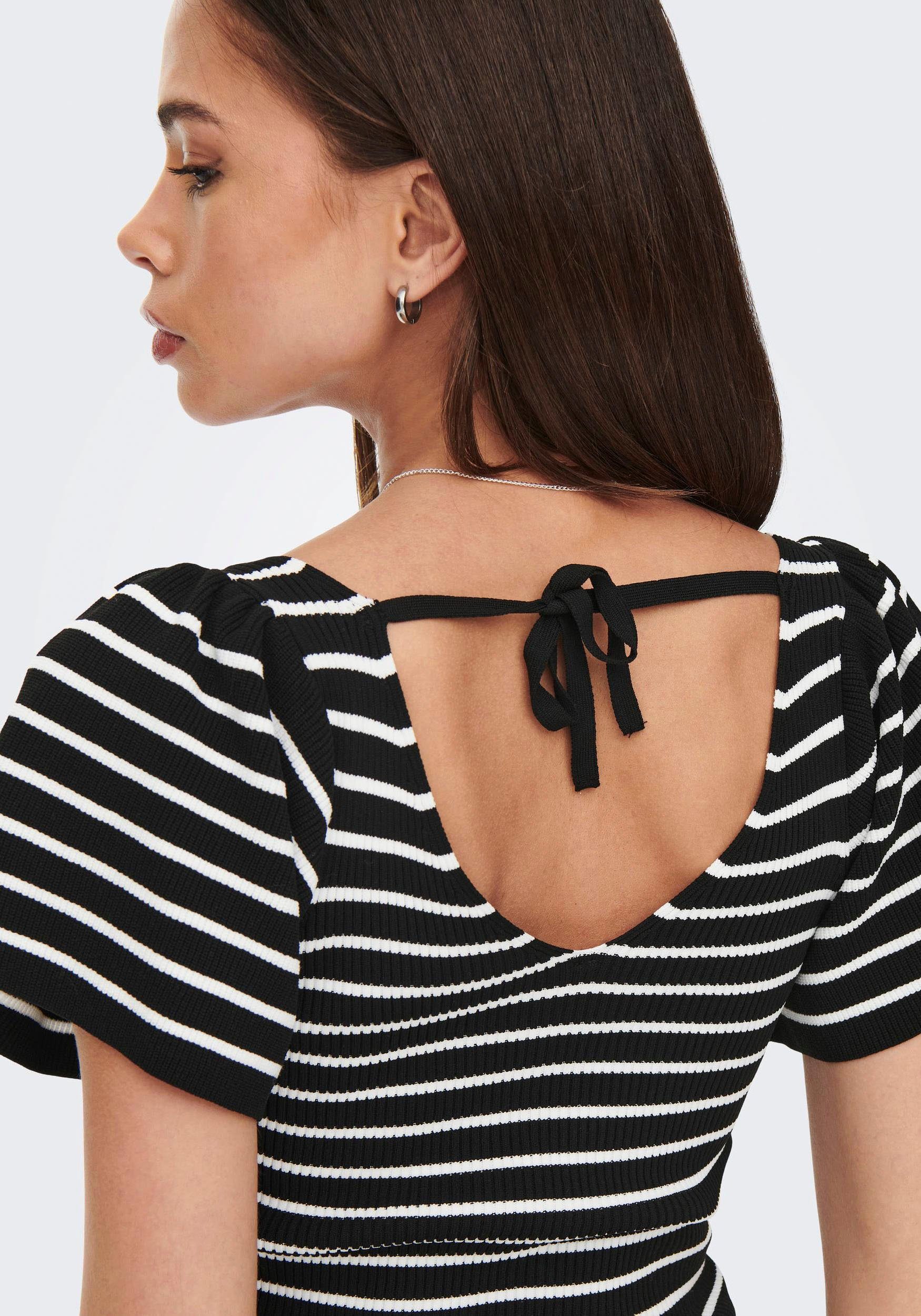 Only Trui met korte mouwen ONLLEELO STRIPE SS BACK V-NECK KNT NOOS