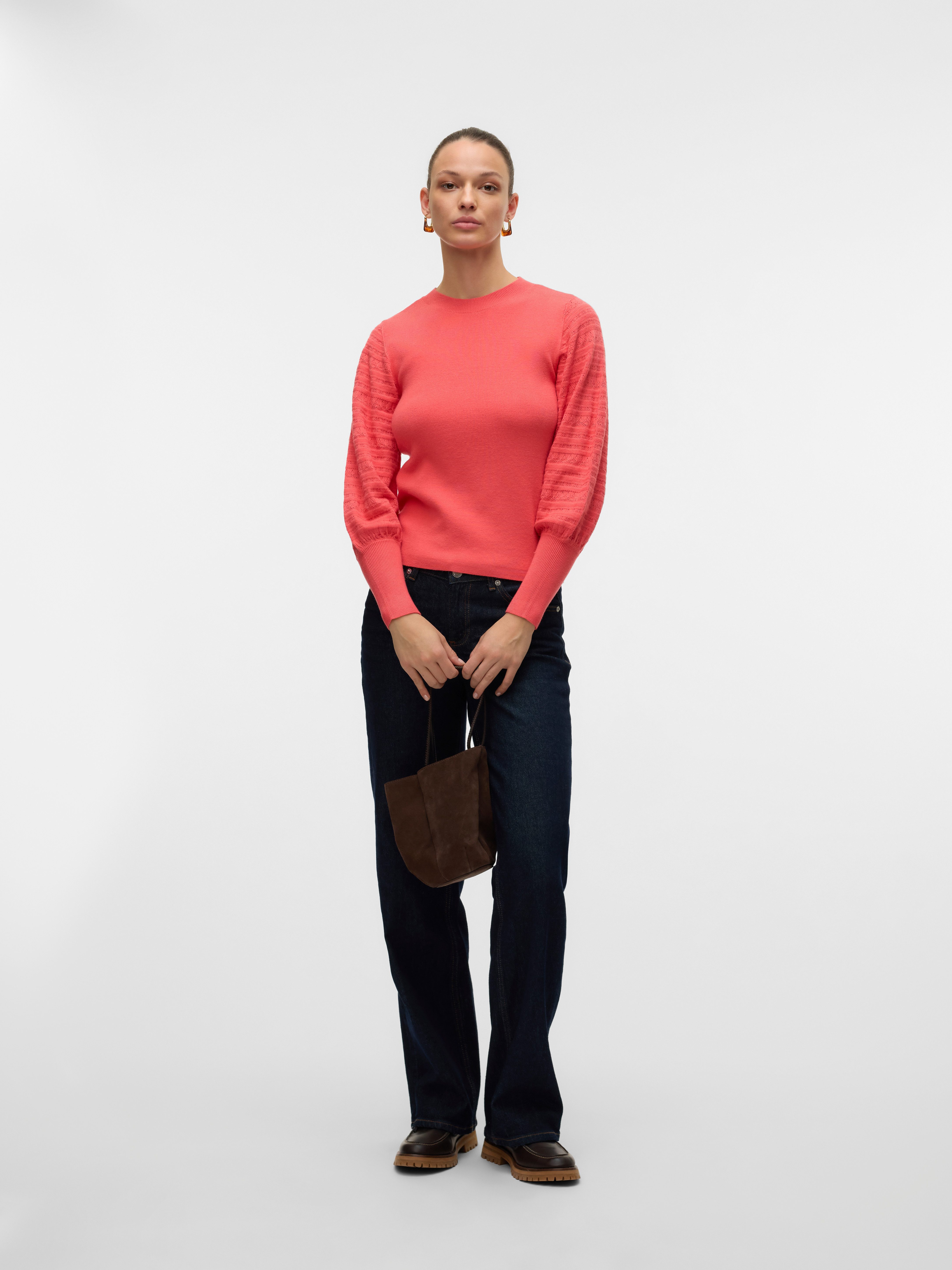 Vero Moda Gebreide trui VMHOLLYPOINTELLE LS O-NCK PULLOVE GA BOO