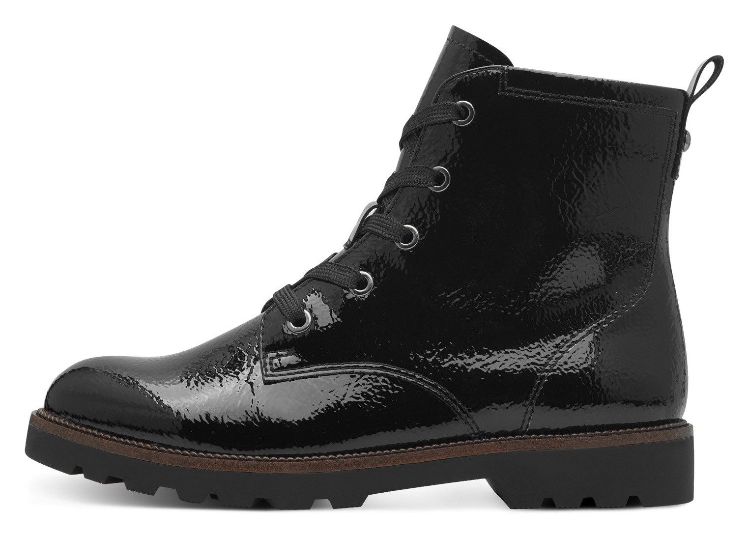 Tamaris Veterschoenen blokhak, veterschoen, enkellaars in vegan verwerking