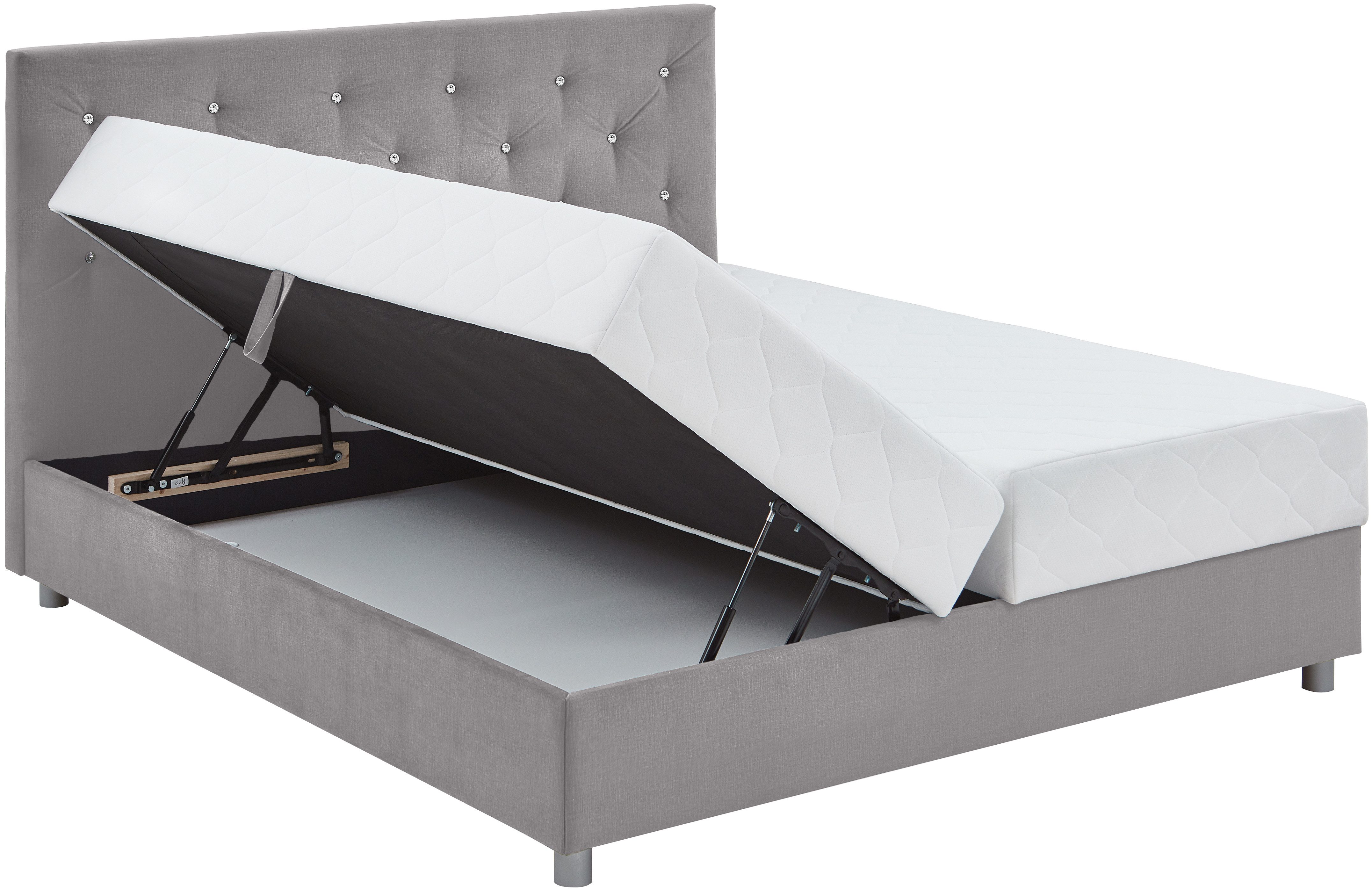 ATLANTIC home collection Boxspring CELIA in hoogwaardige fluweellook met pocketveringsmatras, bedkist en strassteentjes