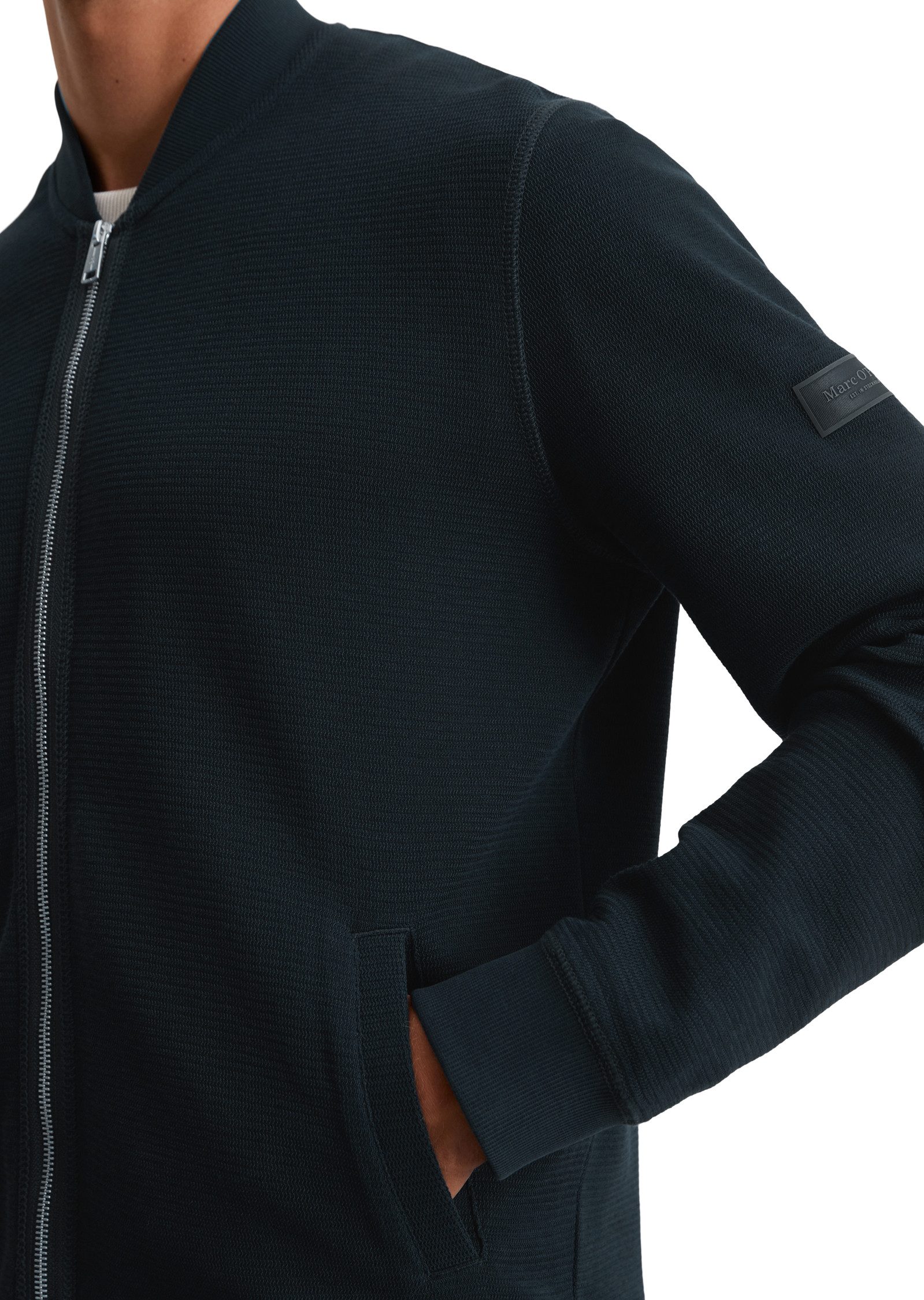 Marc O'Polo Sweatvest met structuur, opstaande kraag, regular fit, 2-weg ritssluiting