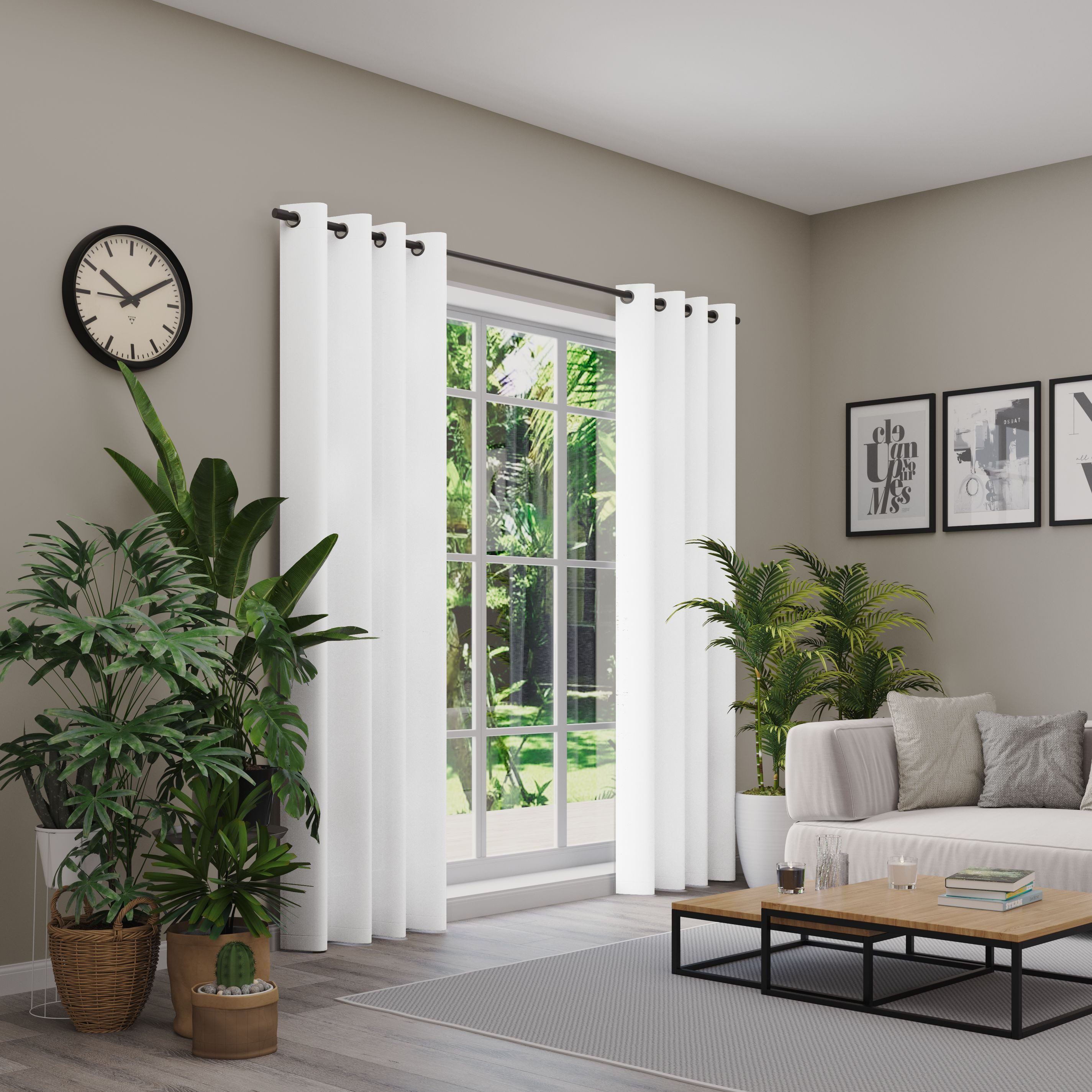 Neutex for you! Gordijn Linessa HxB: 245x137, oogjesgordijn met metalen oogjes (1 stuk) kant & klaar gordijnen maat hxb: 245x137 cm wit