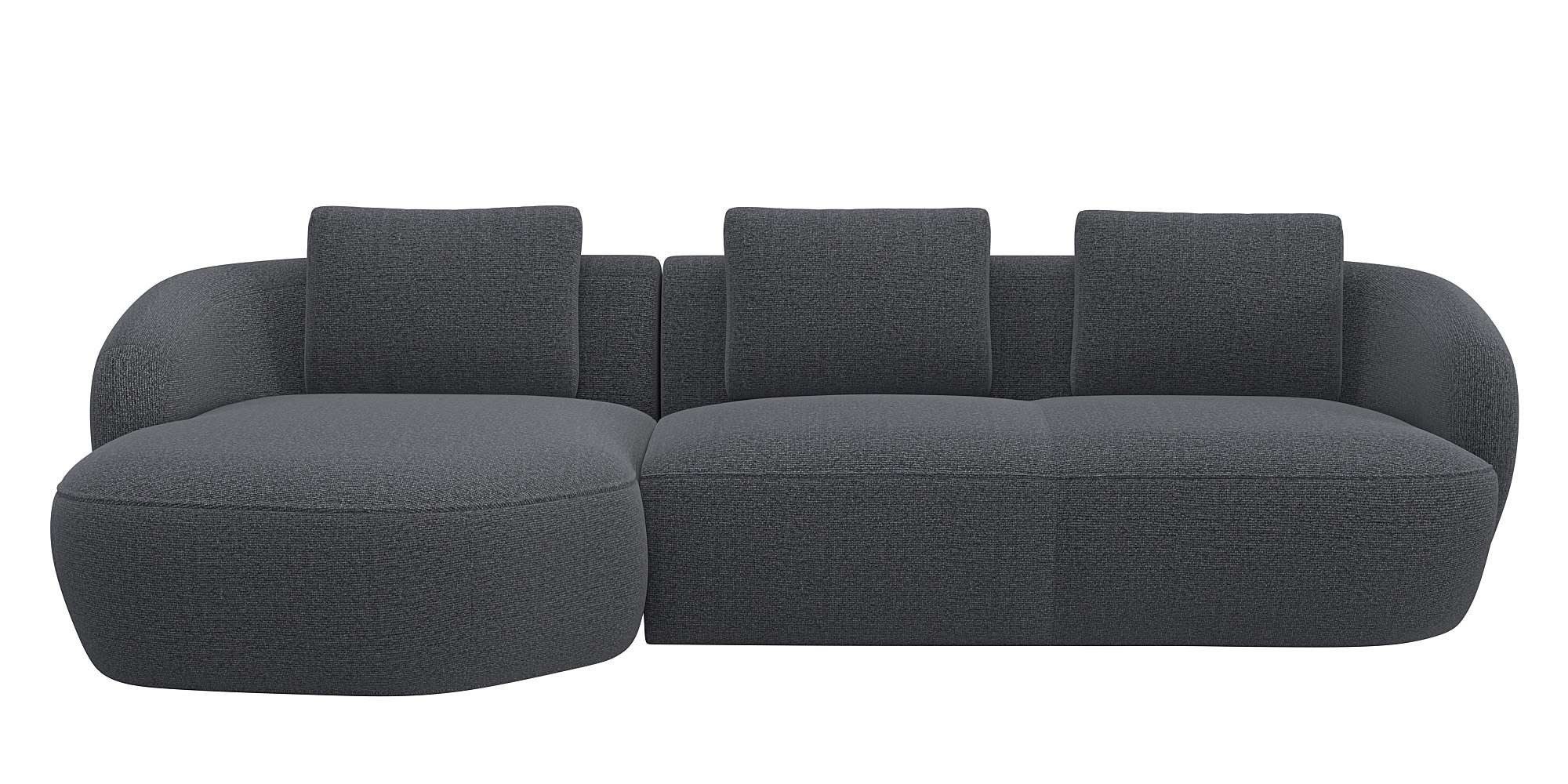 FLEXLUX Zithoek Torino, rond, L-vorm, bankhoek met recamière, longchair-sofa zwart, zithoeken, 276 cm