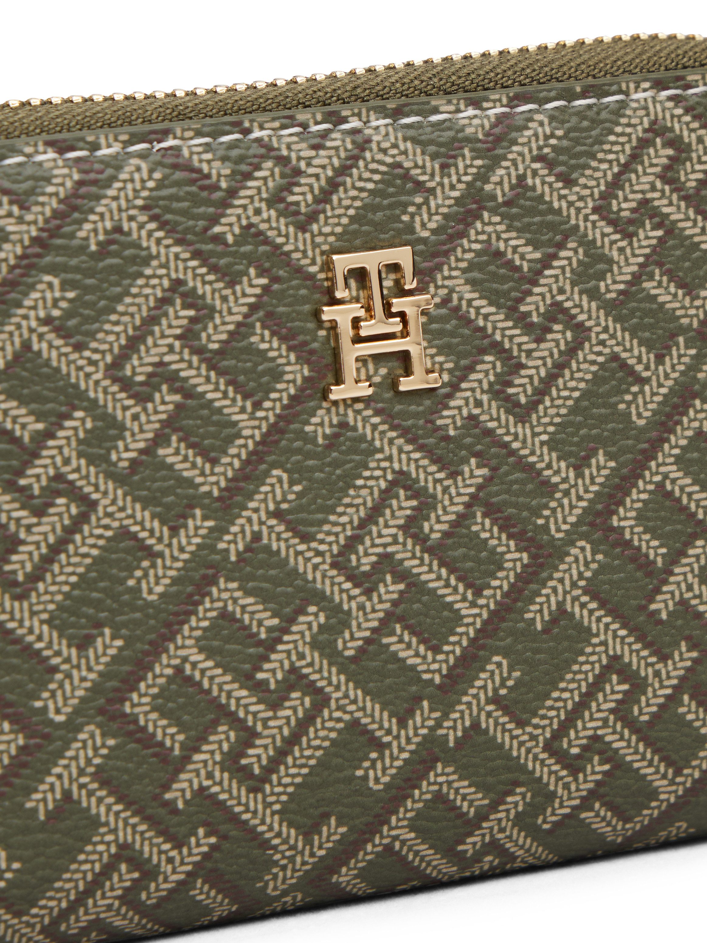 Tommy Hilfiger Portemonnee TH ICON COMP ZA MONO PRINT , dames portemonnee, portemonnee met contrastnaad