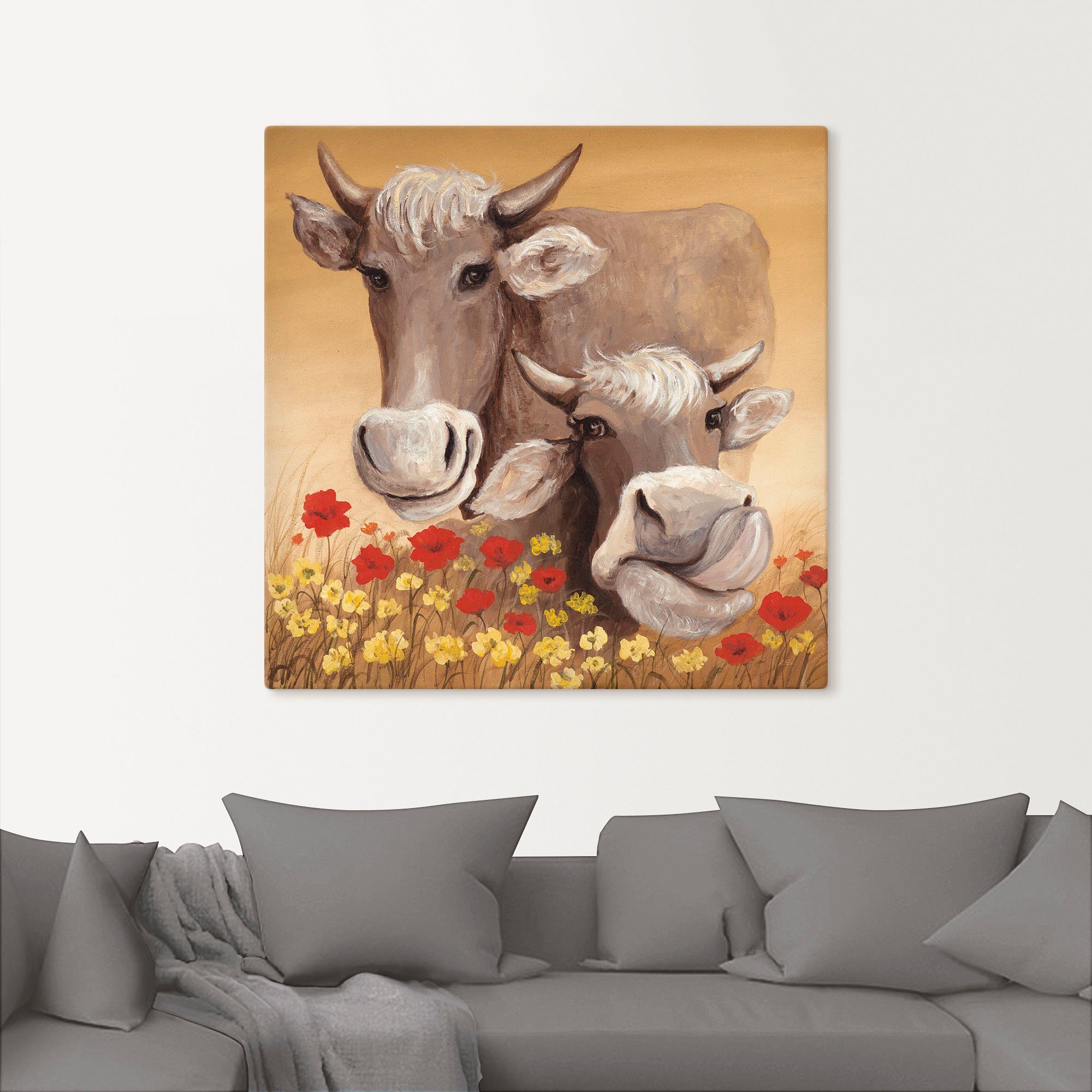 Artland Artprint op linnen Koeien gespannen op een spieraam