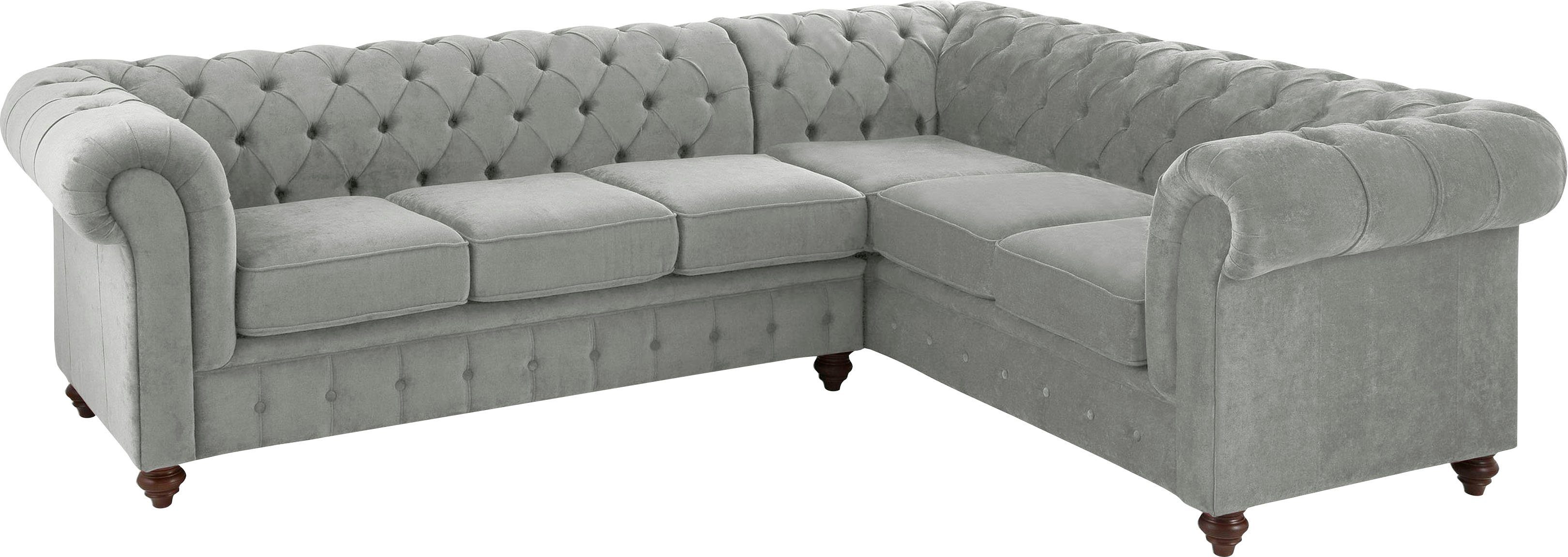 Home affaire Chesterfield-bank Duc hoekbank L-vorm hoogwaardige capitonnage achter, fluwelige look met changerende look