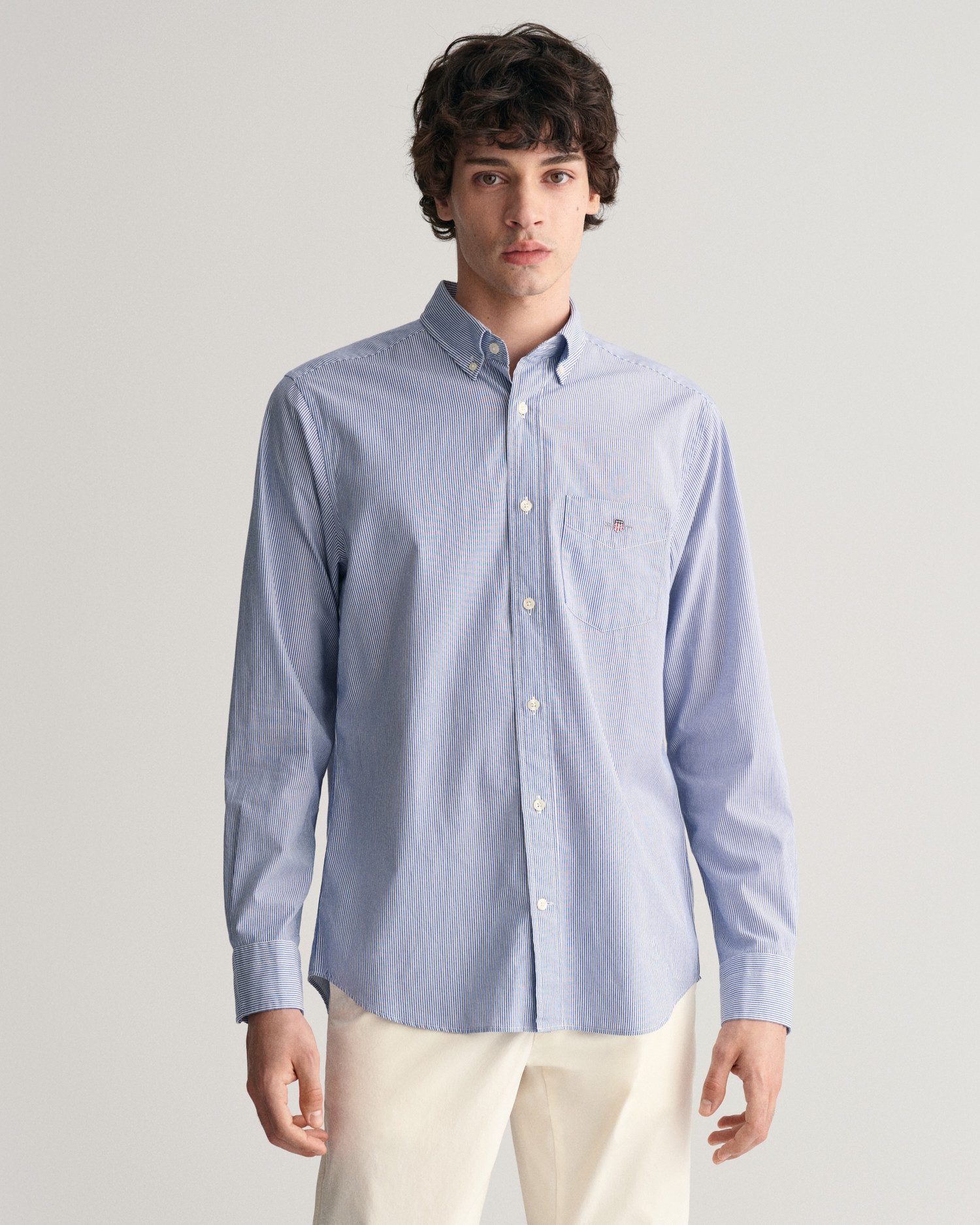 Gant Overhemd met lange mouwen REG POPLIN BANKER SHIRT Banker Stripe popeline, lichte katoen