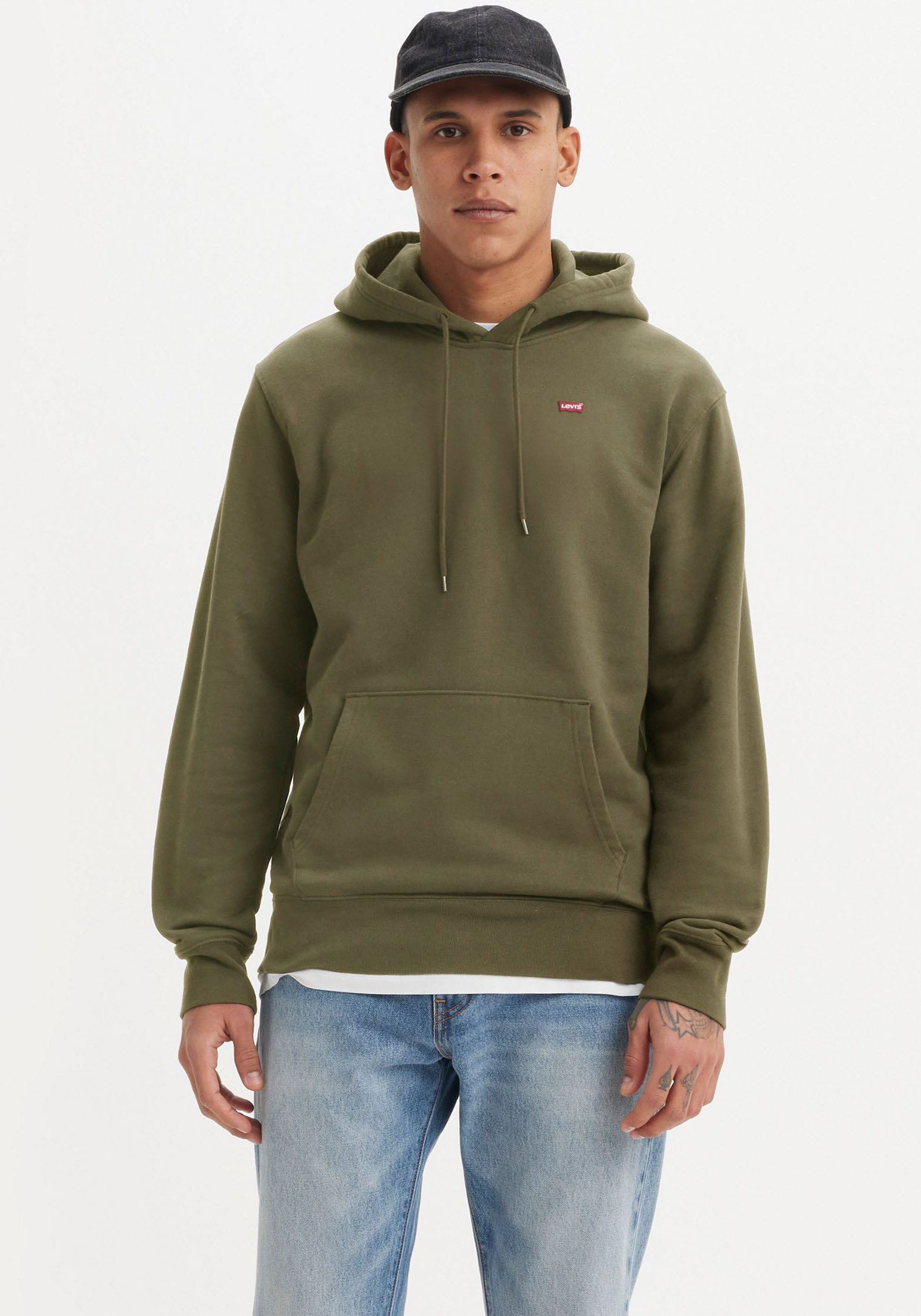 Levi's Hoodie NEW ORIGINAL HOODIE met klein batwing-logo heren hoodies maat XL groen