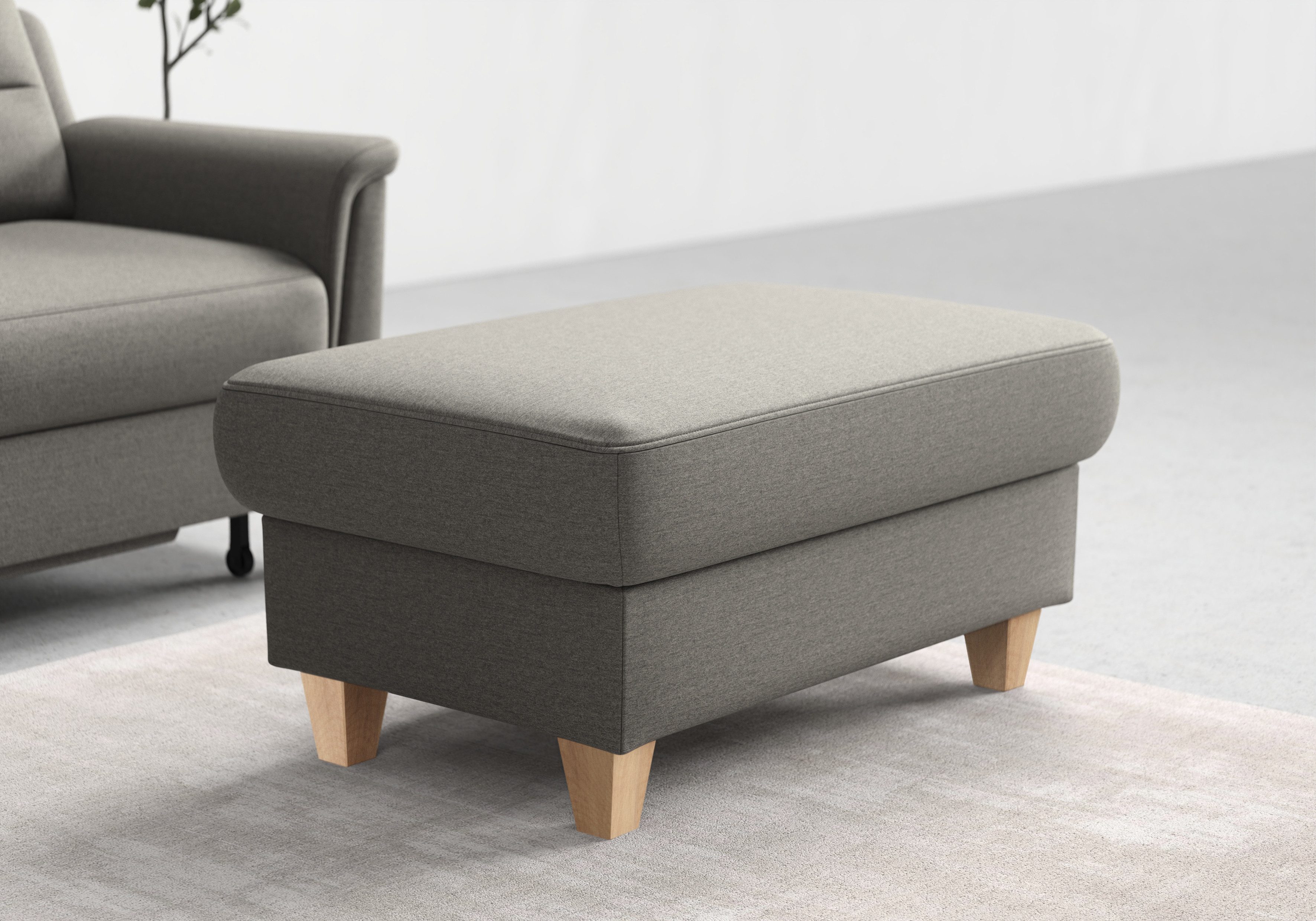 sit&more Hocker met bergruimte Farö met bergruimte en binnenvering en naturelkleurige poten hockers maat Luxe-microvezel Euphoria bruin
