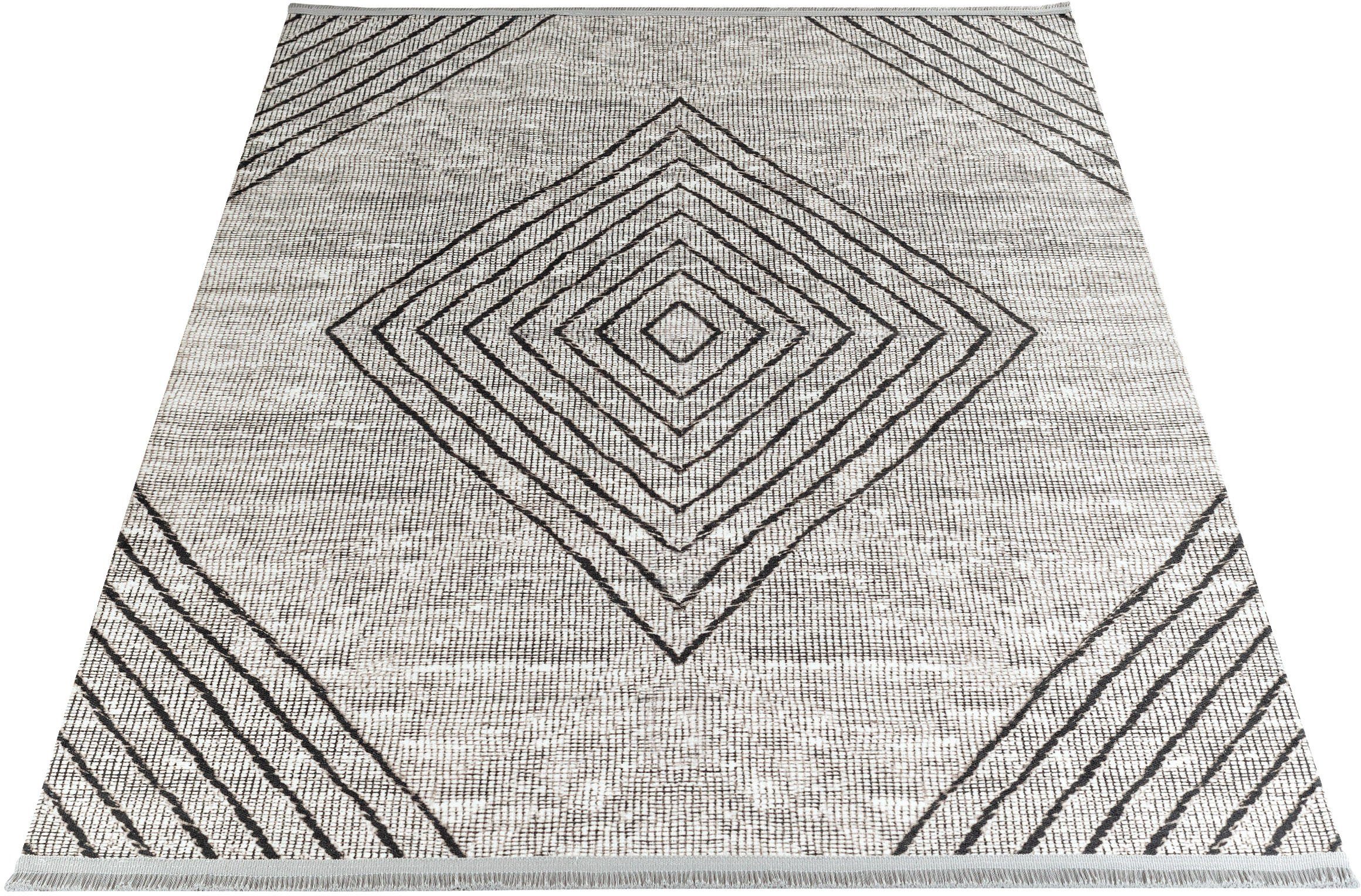Sehrazat Vloerkleed EFE 1010 Woonkamer, platgeweven vloerkleed, Scandi stijl moderne vloerkleden maat 200 cm x 290 cm x 5 mm bruin