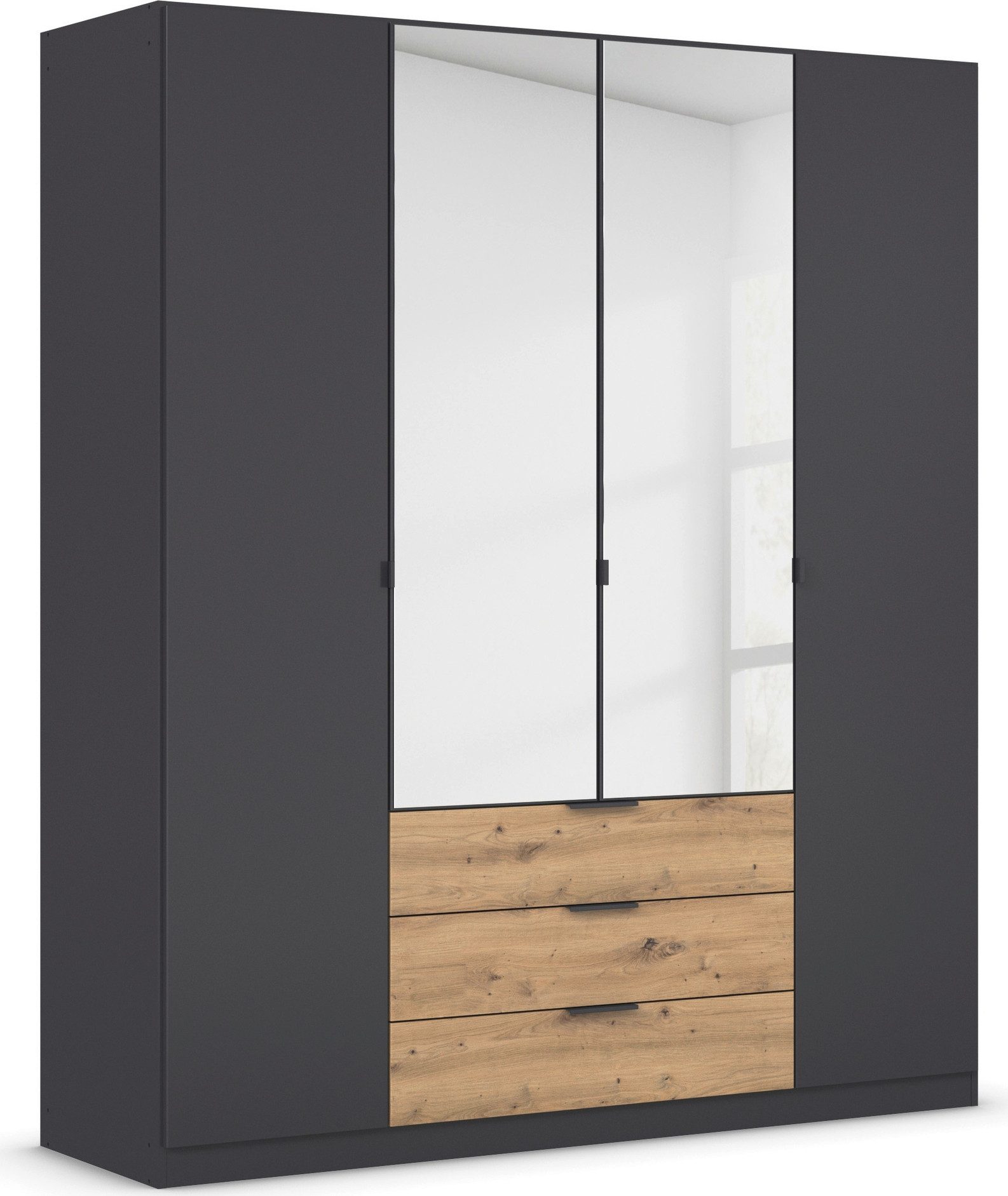 rauch Draaideurkast Kledingkast Kast Garderobe Slaapkamerkast DAVOA met contrasterende lades in eiken artisan made in germany