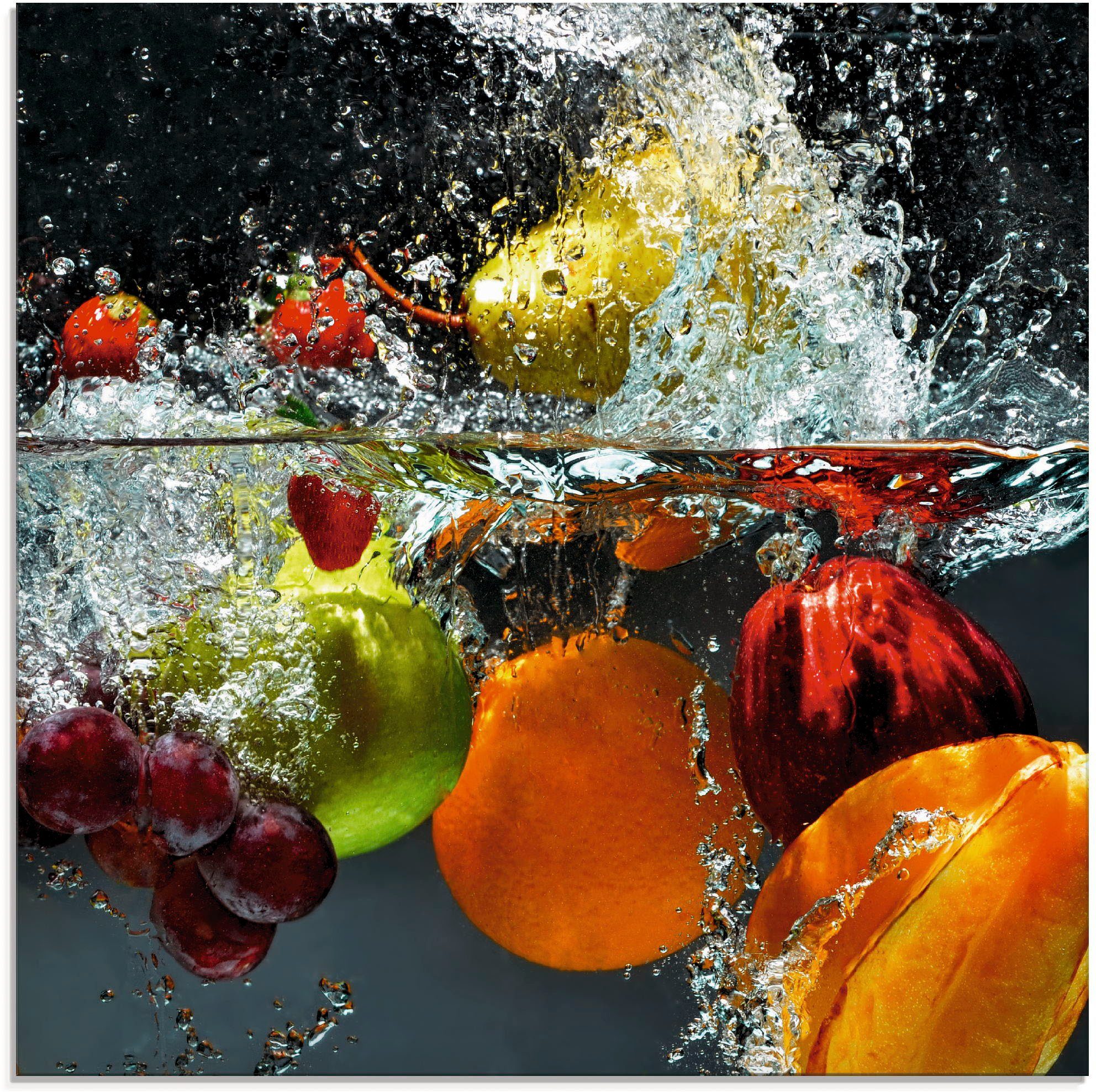 Artland Print op glas Fruit in opspattend water (1 stuk)