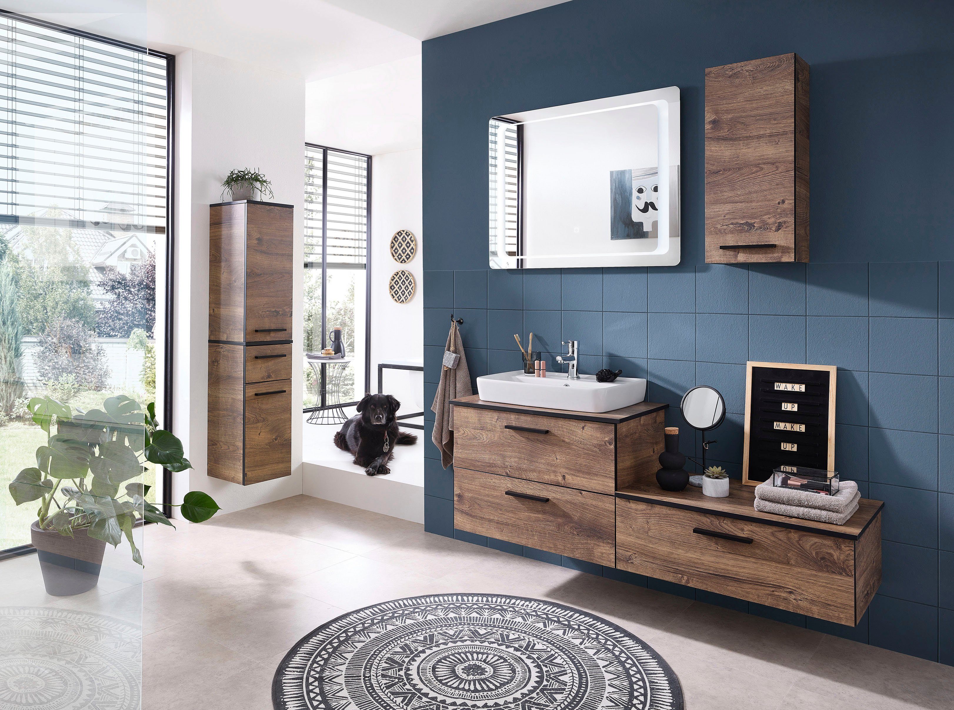 Saphir Onderkast Quickset badkast met 1 klep, inclusief afdekplaat Badkamer onderkast, eiken Ribbeck in dwarsimitatie, 71 cm breed