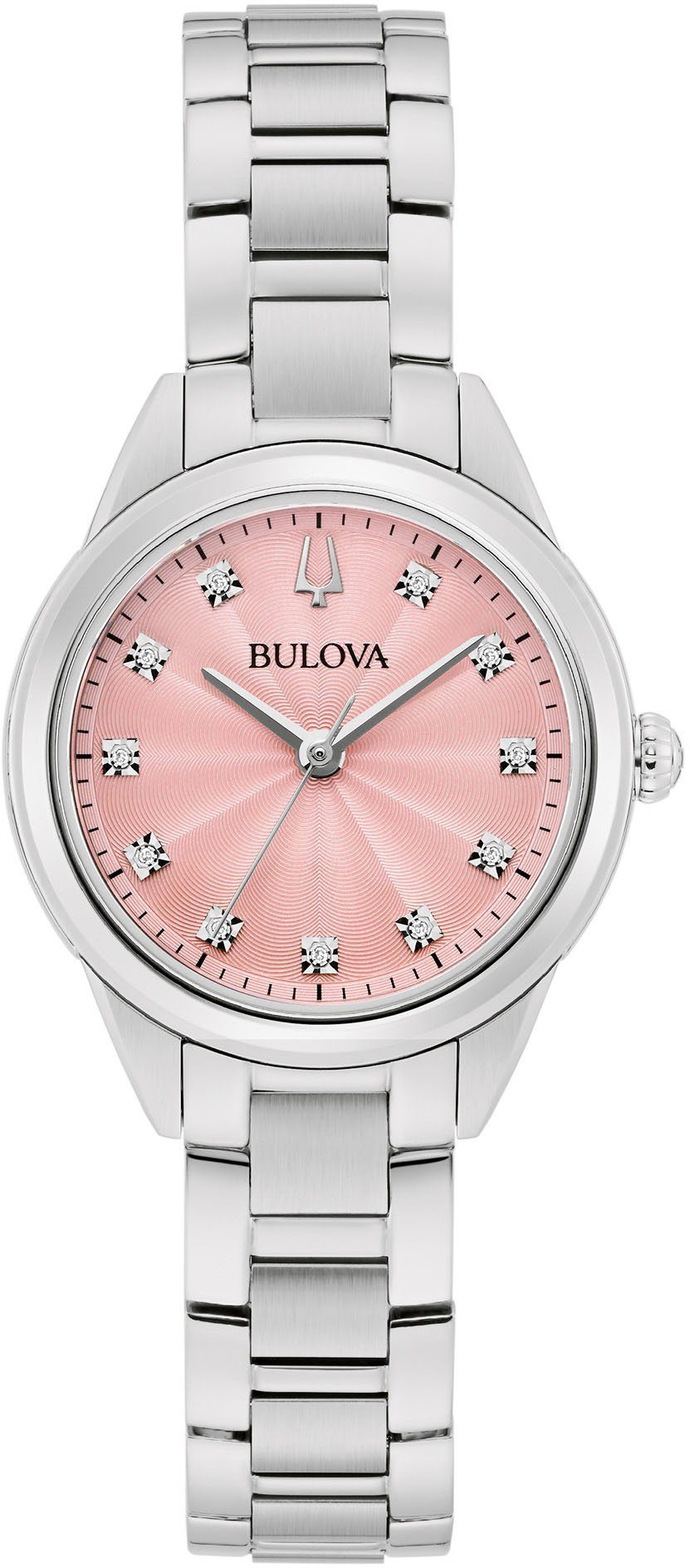 Bulova Kwartshorloge 96P249 Polshorloge, dameshorloge, roestvrijstalen armband, met diamanten