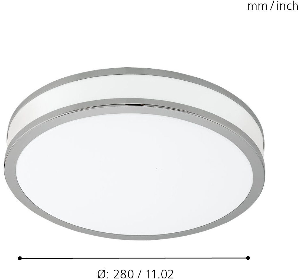 EGLO Plafondlamp PALERMO 2 Plafondlamp, Lamp voor de woonkamer, kleur: chroom, wit, Ø: 28 cm (1 stuk)