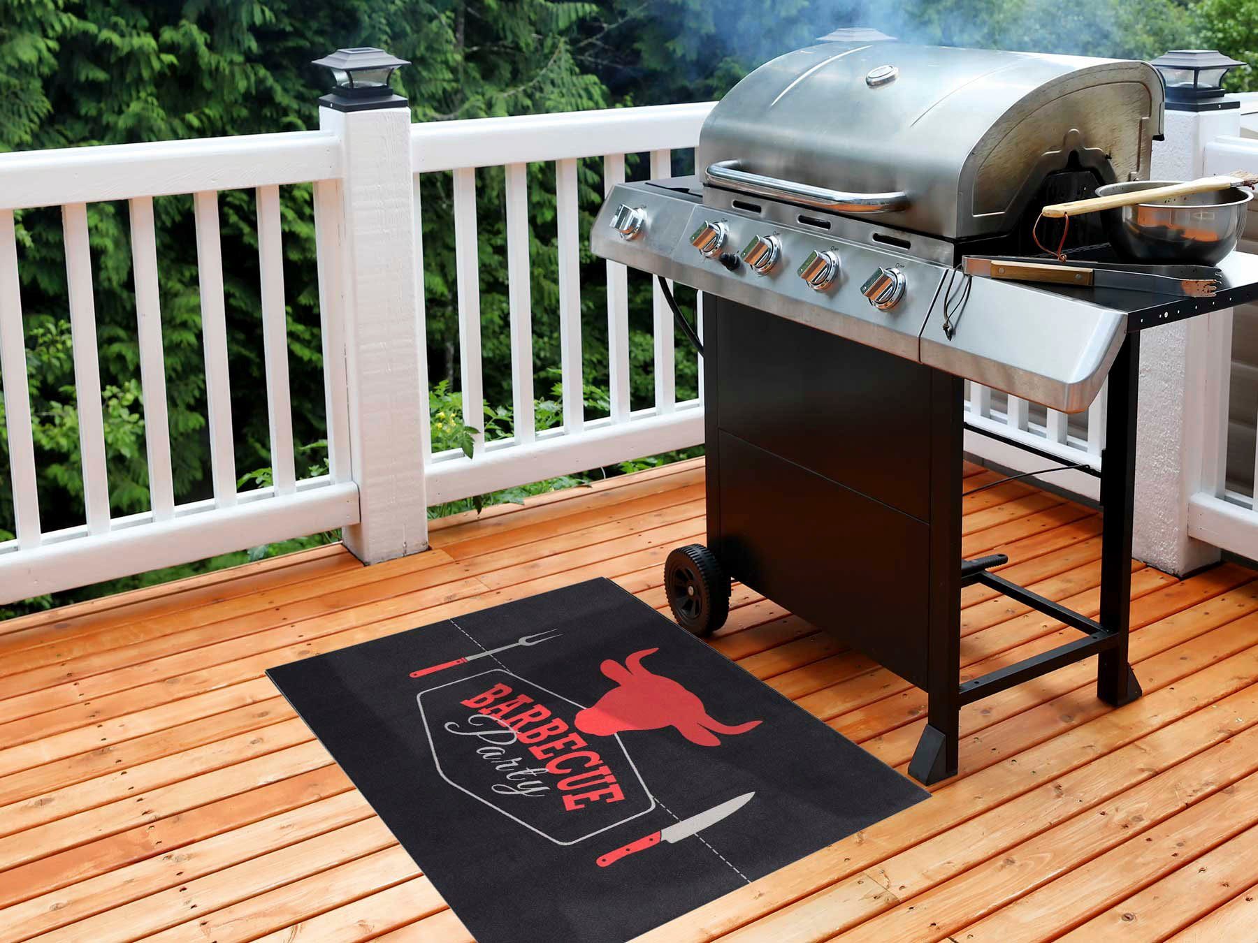 Primaflor-Ideen in Textil Mat Barbecue-onderlegger BARBECUE zwart Barbecuemat ideaal als vloerbescherming, antislip, wasbaar