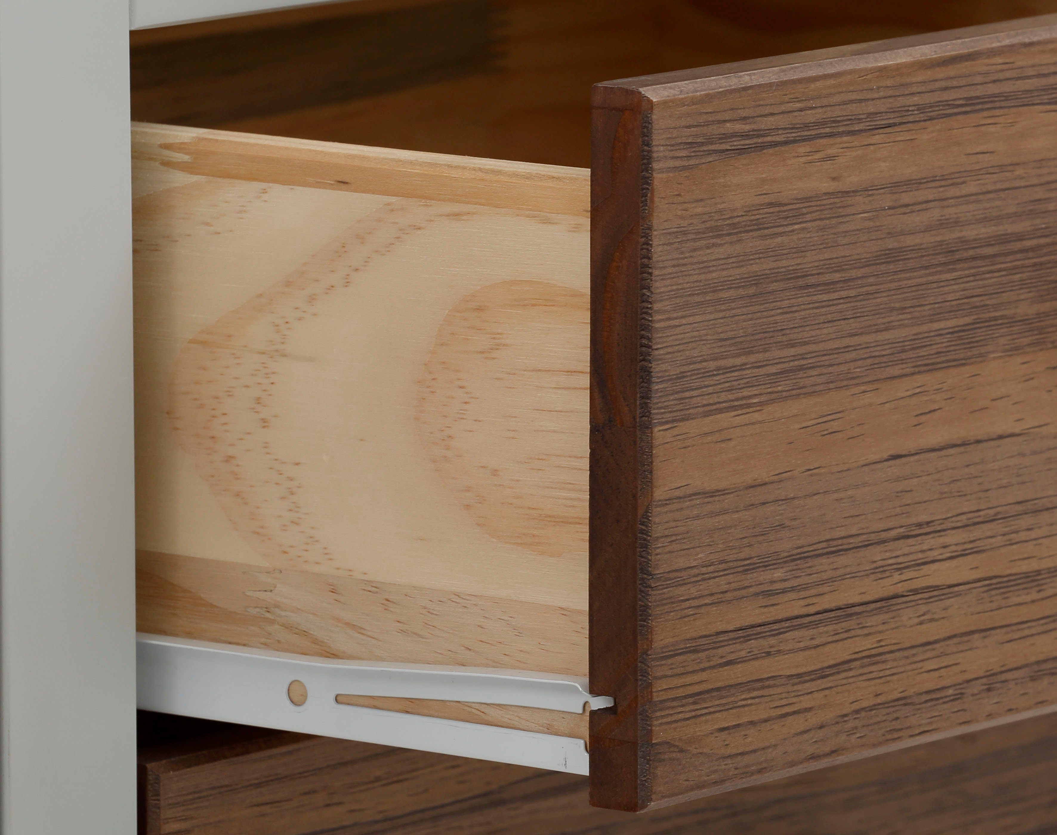 Home affaire Hoge kast Borey met 1 deur en 3 laden van massief hout, hoogte 125 cm, breedte 100 cm