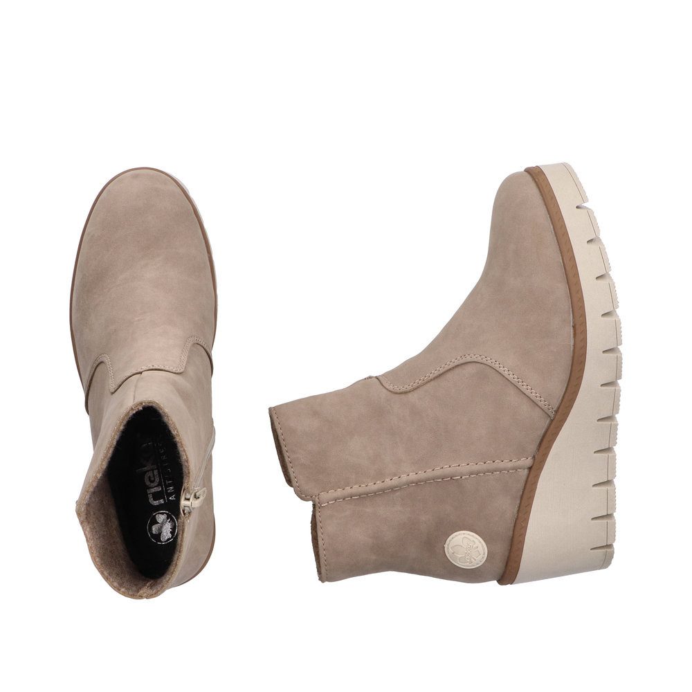 Rieker Laarsjes met sleehak , wedge boots, plateau enkellaars met binnenrits, smalle vorm