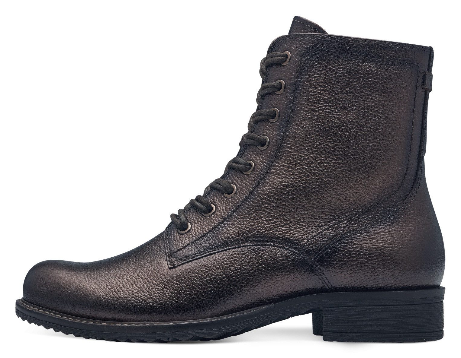 Tamaris Veterlaarsjes blokhak, veterschoenen, business schoenen in glanzende metallic look