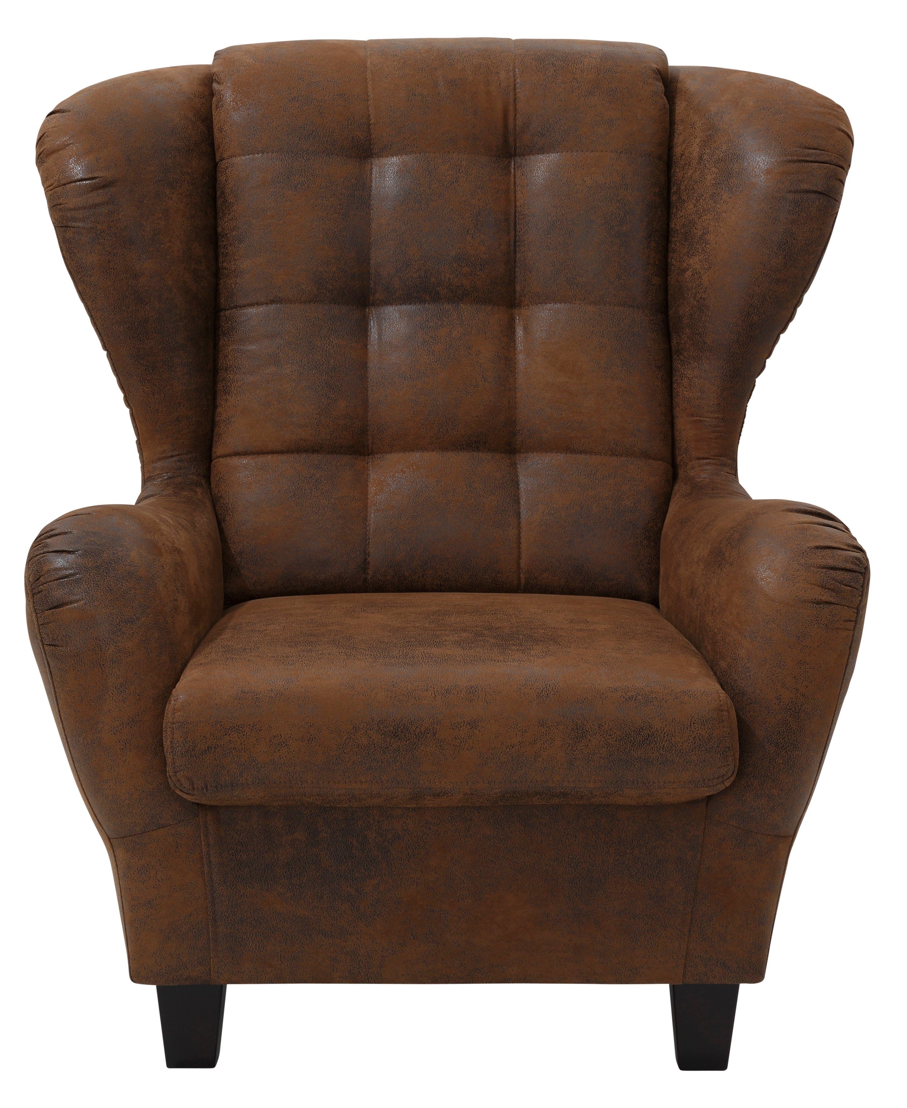 Home affaire Oorfauteuil Alexander incl. hocker, met stiksels, in vele kleuren (2 stuks)