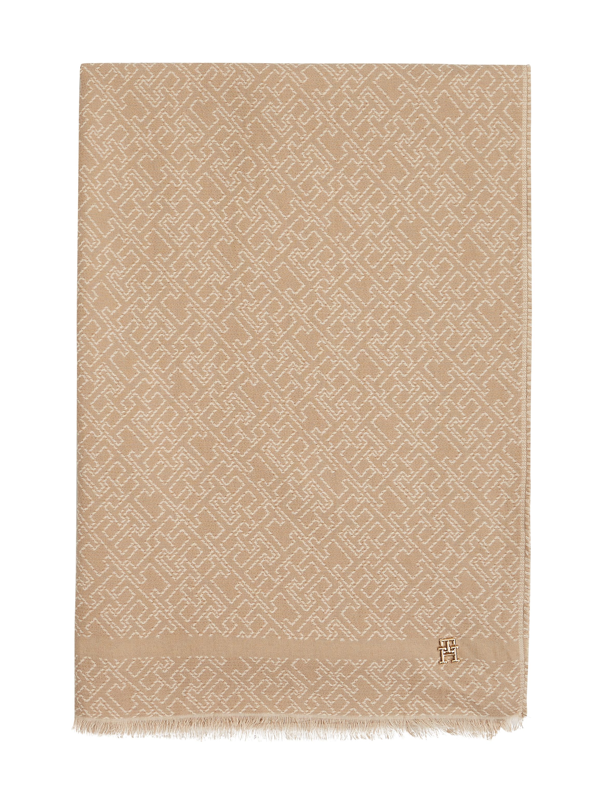 Tommy Hilfiger Sjaal TH MONOGRAM SCARF Monogramprint, merklogo-embleem van metaal