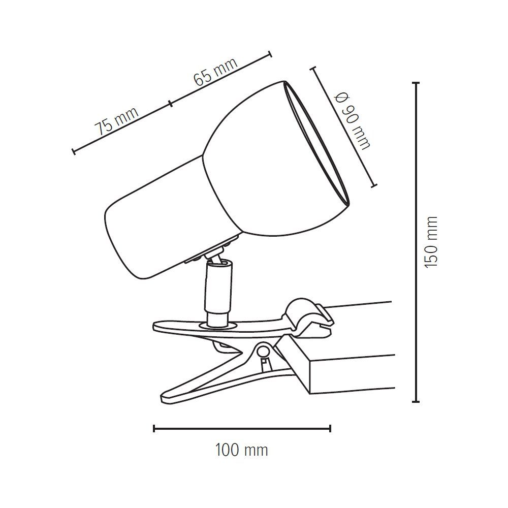 SPOT Light Klemlamp SVENDA Natuurproduct van massief eiken, duurzaam, met beweegbare kop