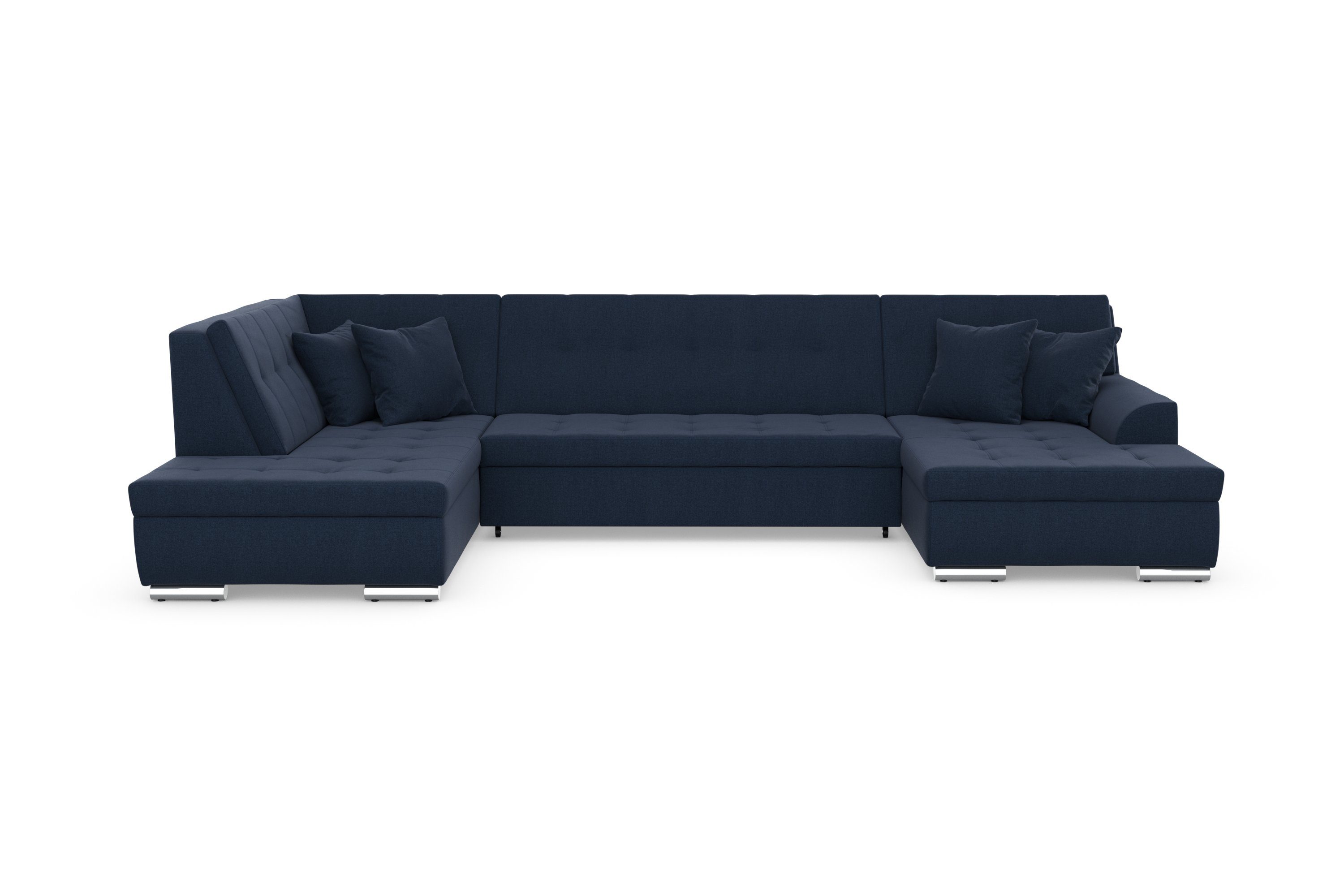 DOMO collection Zithoek Treviso inclusief sierkussen, moderne stiksels, XXL: B/D/H: 364/201/83 cm naar keuze met slaapfunctie, in vele soorten bekleding ook in cord u-model