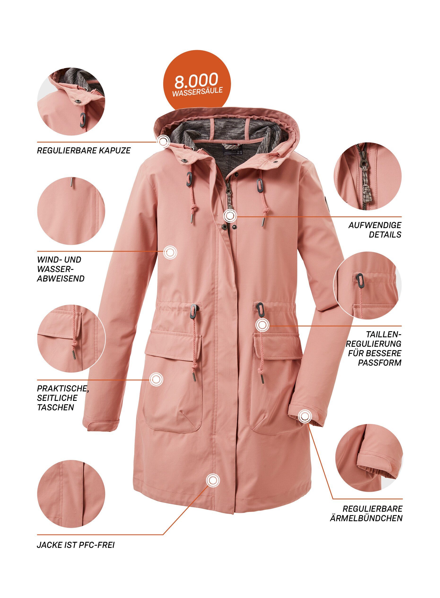 G.I.G.A. DX by killtec Softshell-parka GS 99 WMN SFTSHLL PRK Dames Softshell Parka 8.000 mm Waterkolom ademend verstelbaar