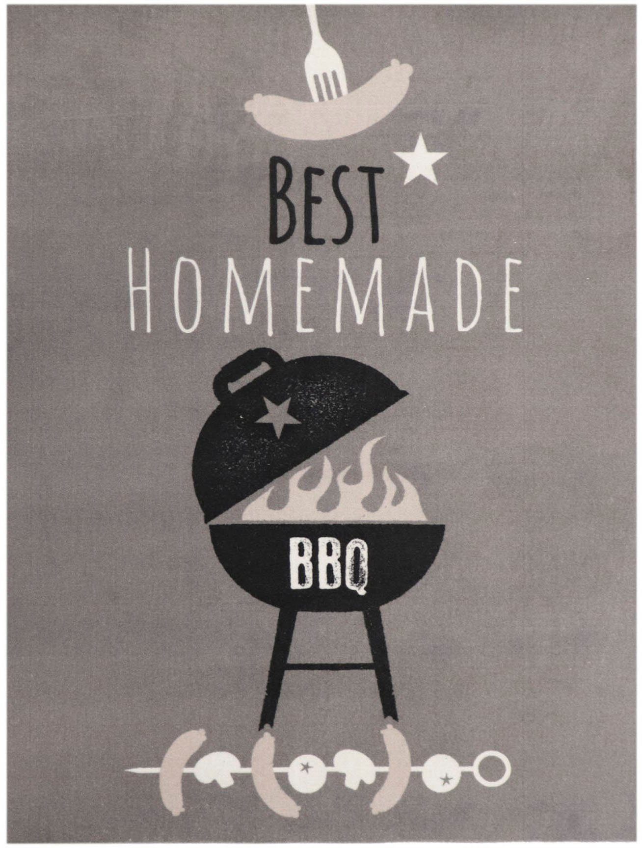 Primaflor-Ideen in Textil Mat BBQ grillmat HOMEMADE Barbecuemat ideaal als vloerbescherming, met tekst, antislip, wasbaar deurmatten grijs