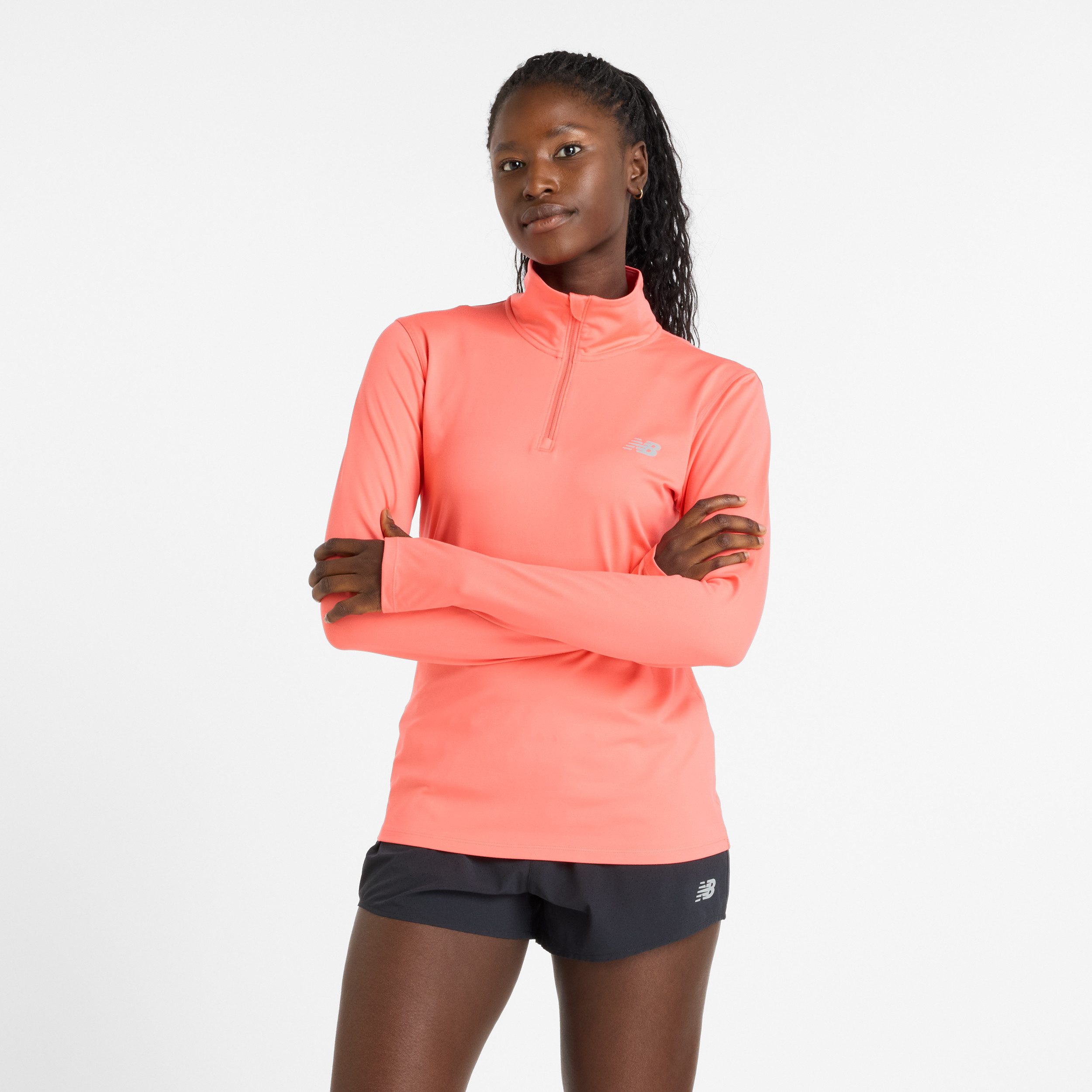 New Balance Runningshirt Sport Essentialspace Dye Quarter Zip PINK TAFFY