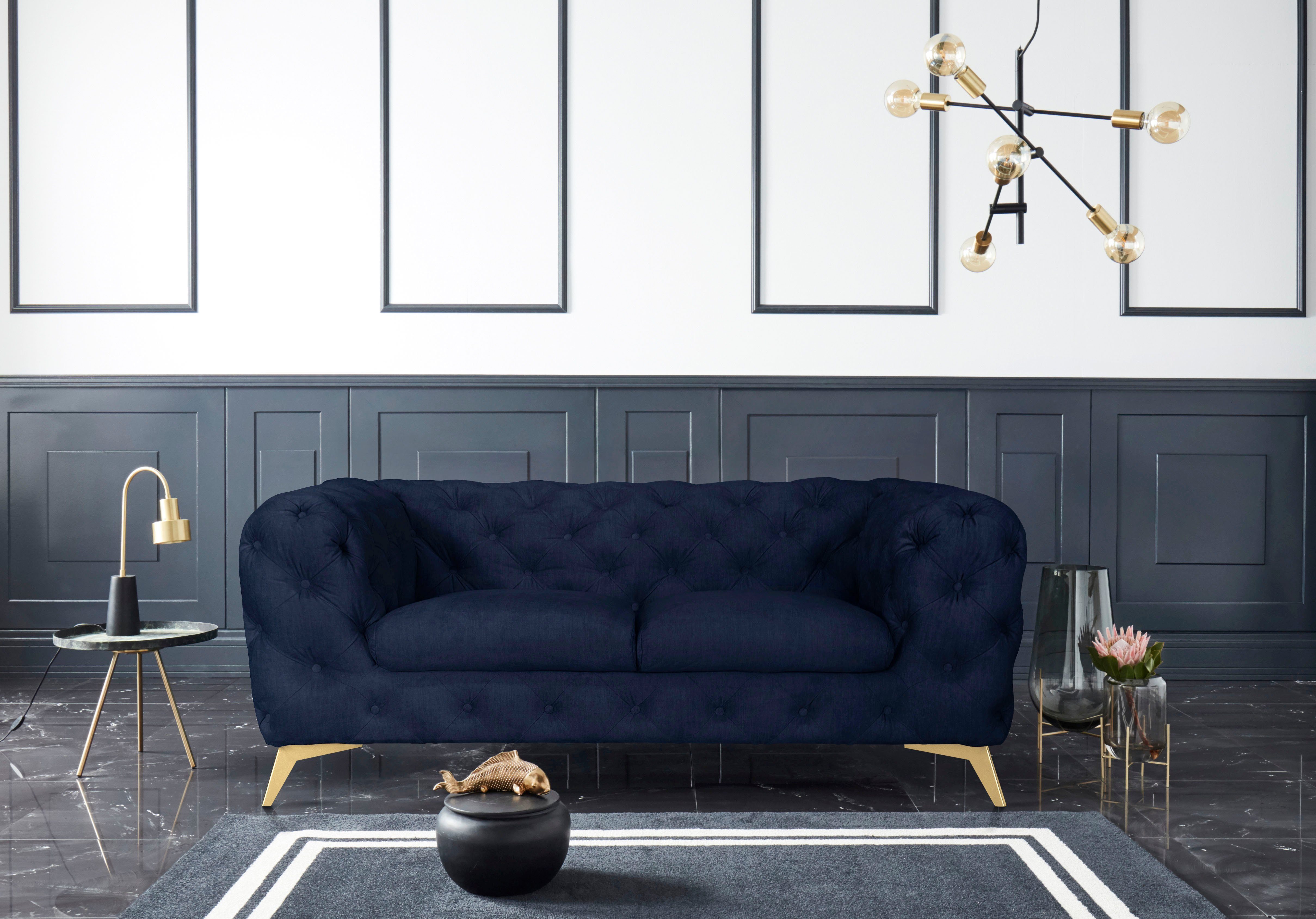 Leonique Chesterfield-bank Glynis luxueuze capitonnage, moderne chesterfield look, kleur van de poten ter keuze