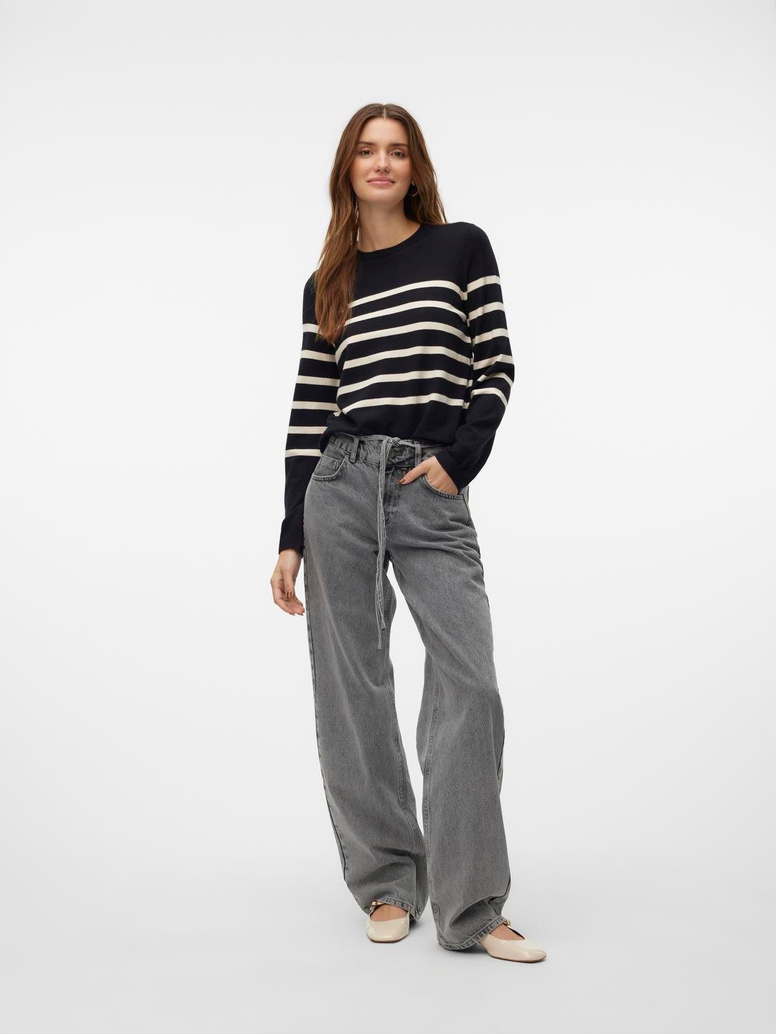 Vero Moda Trui met ronde hals VMSABA PLAIN LS O-NECK PULLOVER GA NOOS