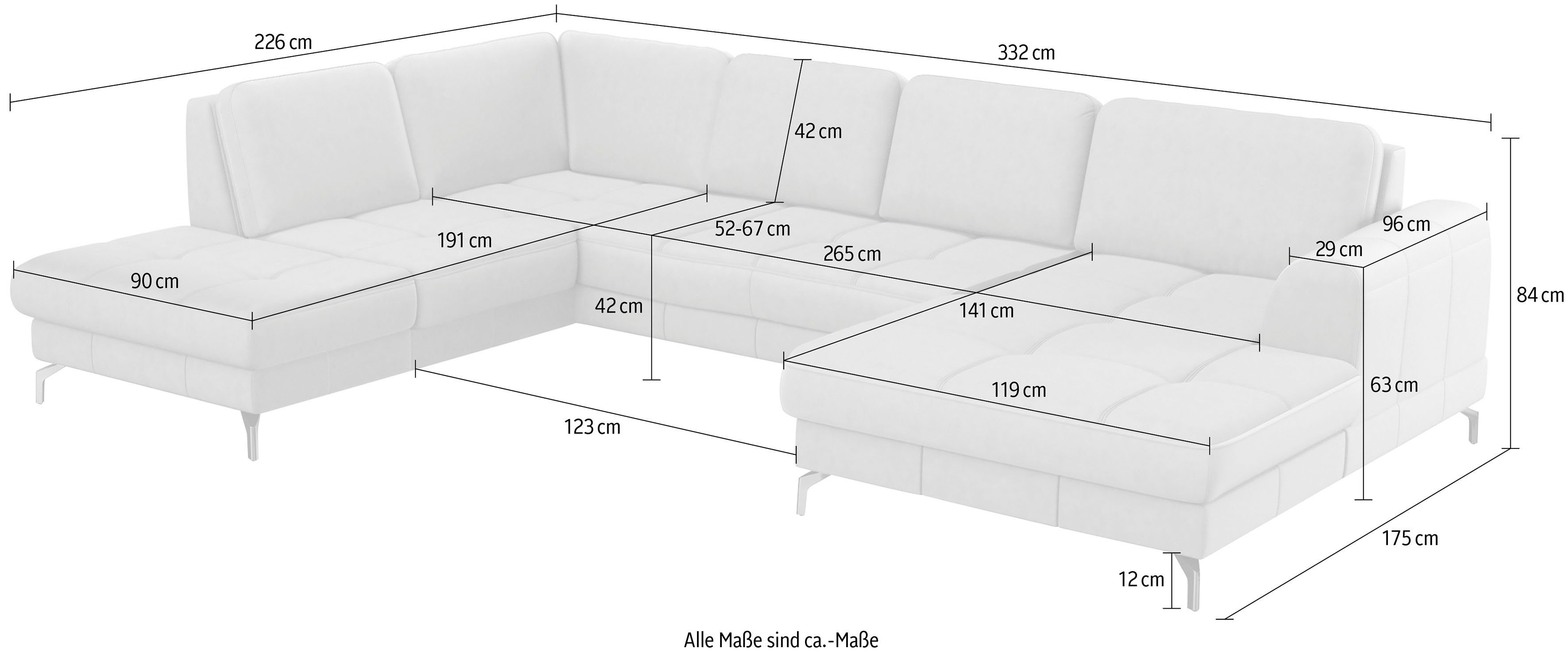 sit&more Zithoek Bendigo U-vorm inclusief zitdiepteverstelling, bodemvrijheid 12 cm, in 2 pootkleuren