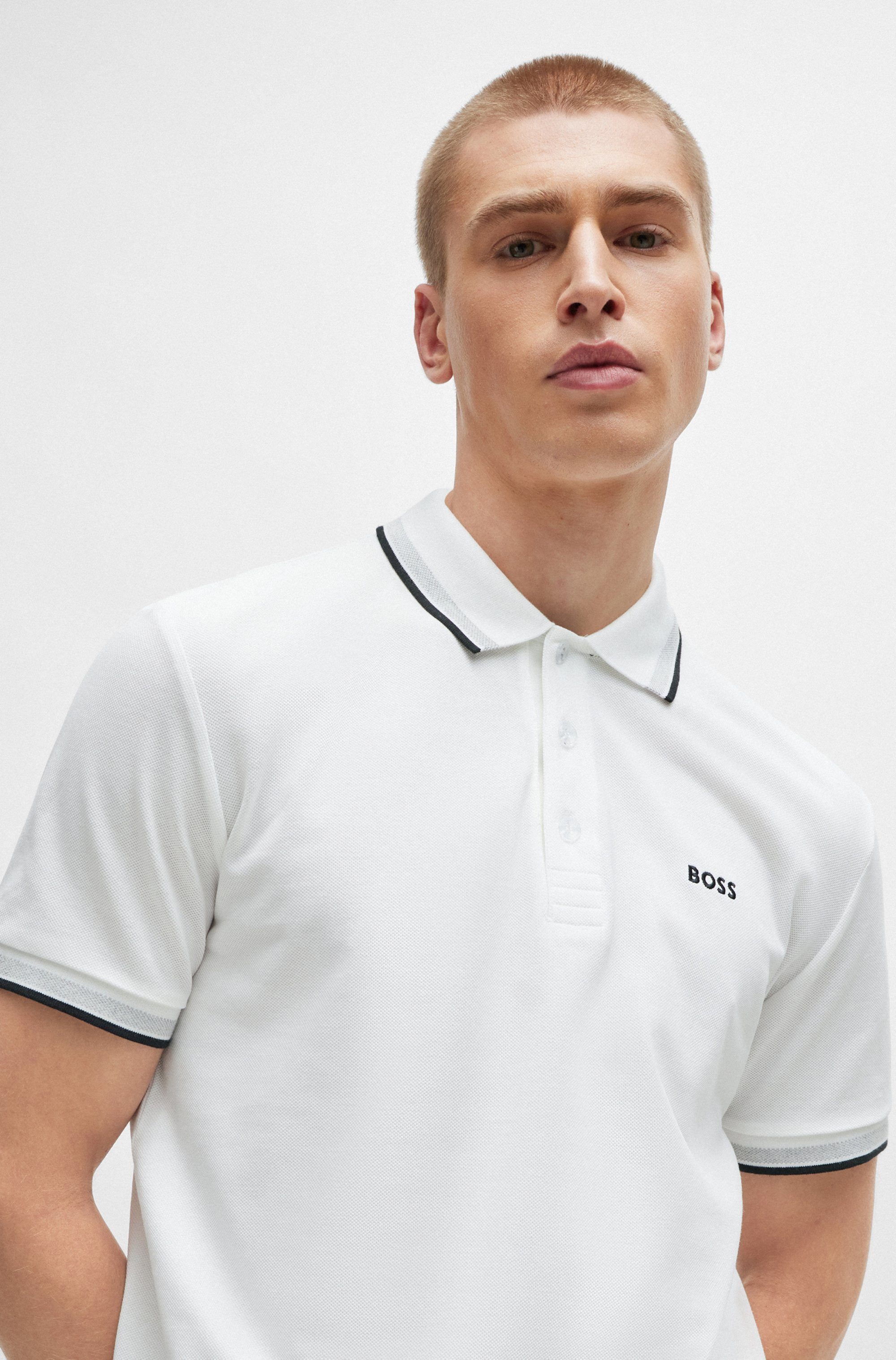 BOSS GREEN Poloshirt PADDY met contrasterende strepen aan de kraag