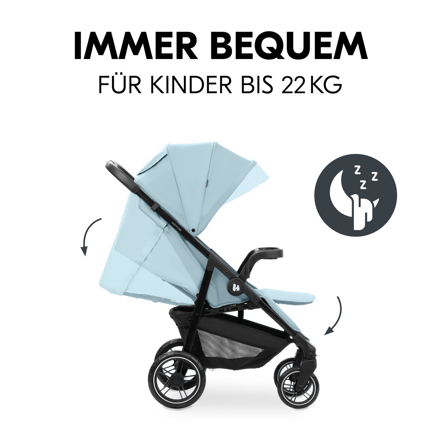 Hauck Kinder-buggy Shop N Care, Dusty Blue tot 22 kg belastbaar, compatibel met babyschaal