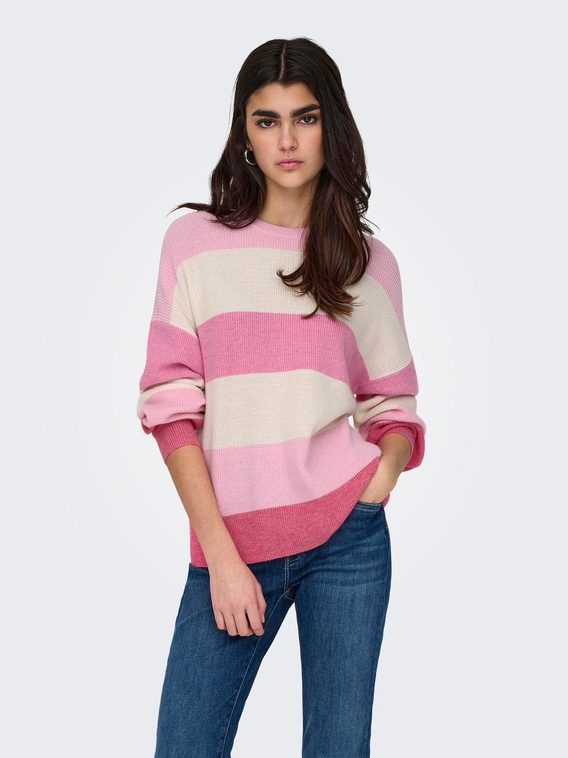 Only Gebreide trui ONLATIA L S STRIPE PULLOVER KNT NOOS
