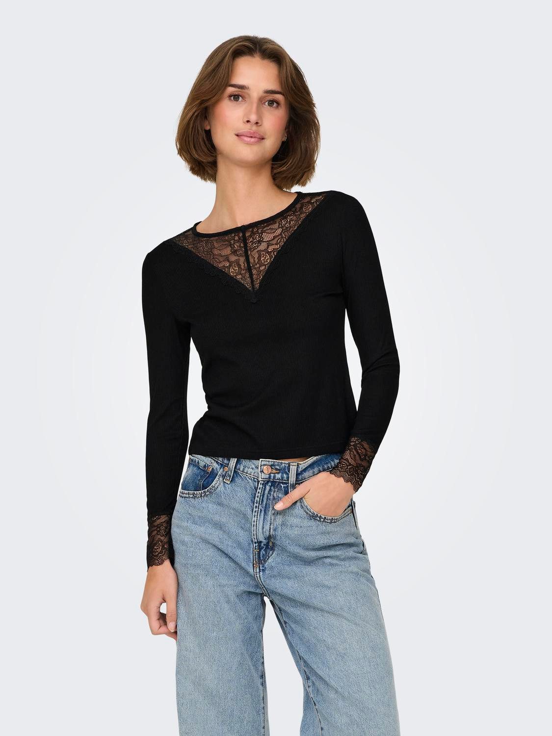 JDY Kanten shirt ROXY L S LACE TOP JRS NOOS