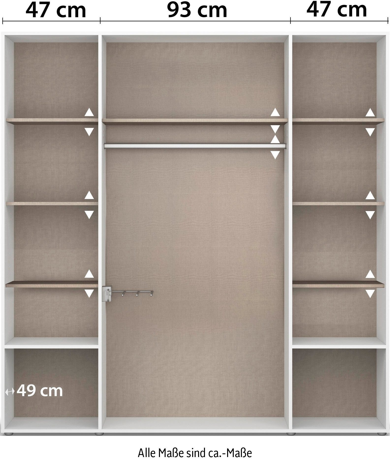 rauch Draaideurkast Kledingkast kast garderobe linnenkast VOYAGER moderne grepen in grijs metallic met buitenlades made in germany