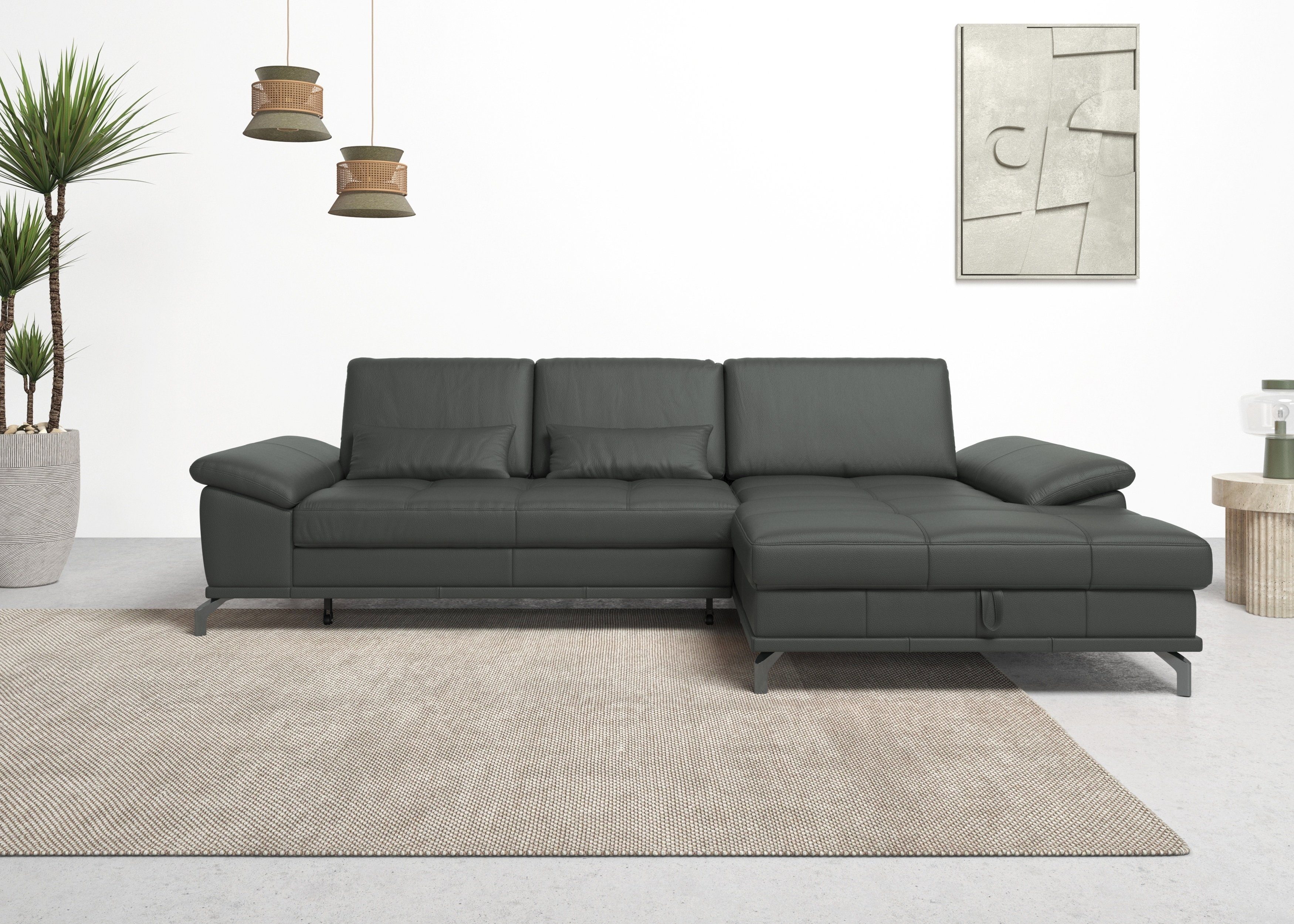 Places of Style Hoekbank Costello L-vorm, met zitdiepteverstelling, armleuningverstelling en