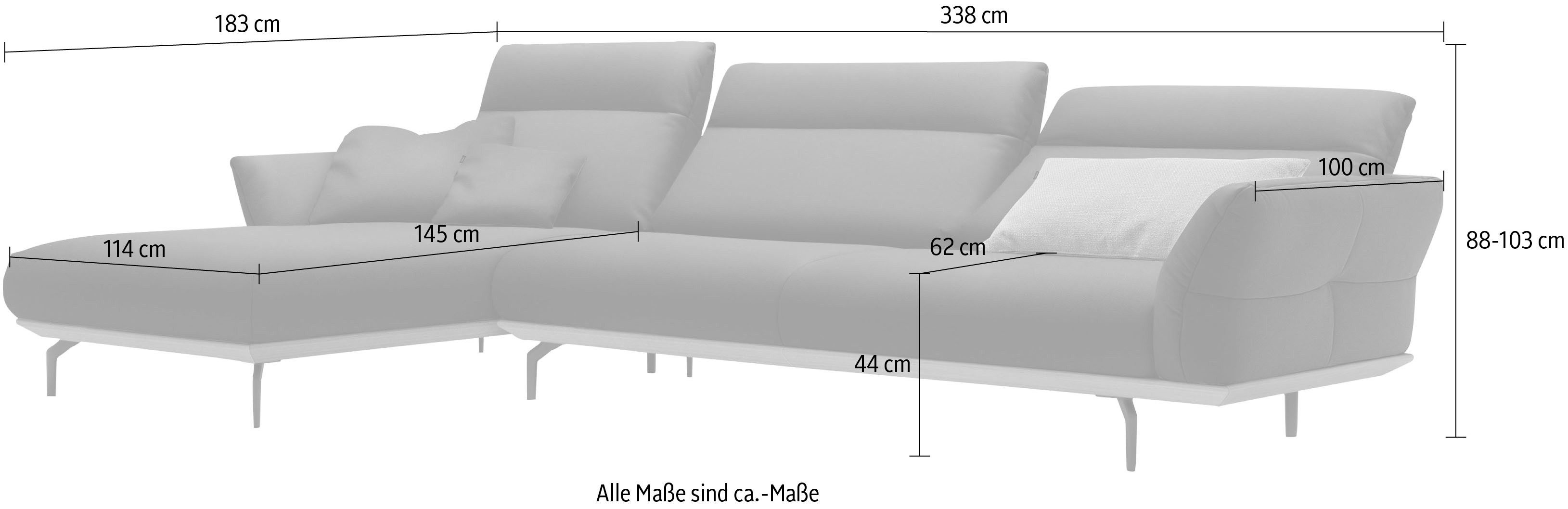Creation BY ROLF BENZ Hoekbank Hs.460 Sokkel in walnotenhout, onderstel in umbra grijs, breedte 338 cm