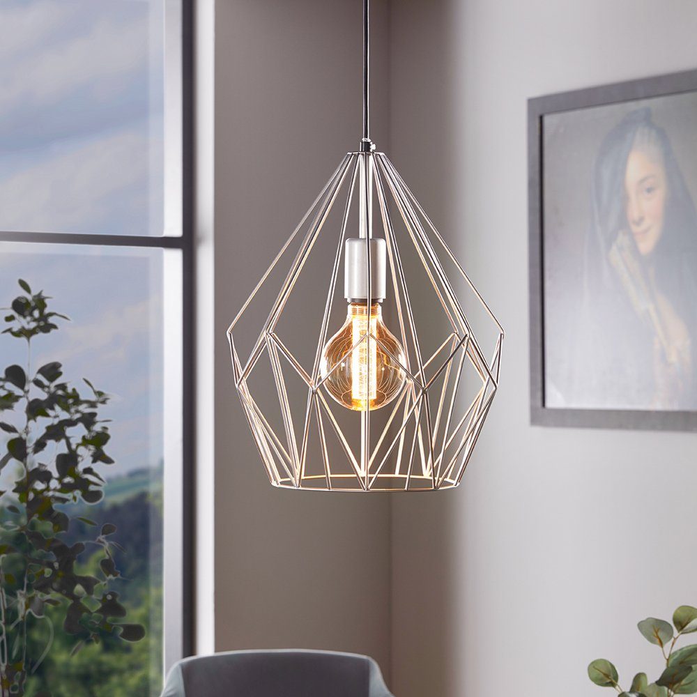 EGLO Hanglamp CARLTON Vintage hanglamp, retro hanglamp, kleur: zilverkleur, fitting: E27