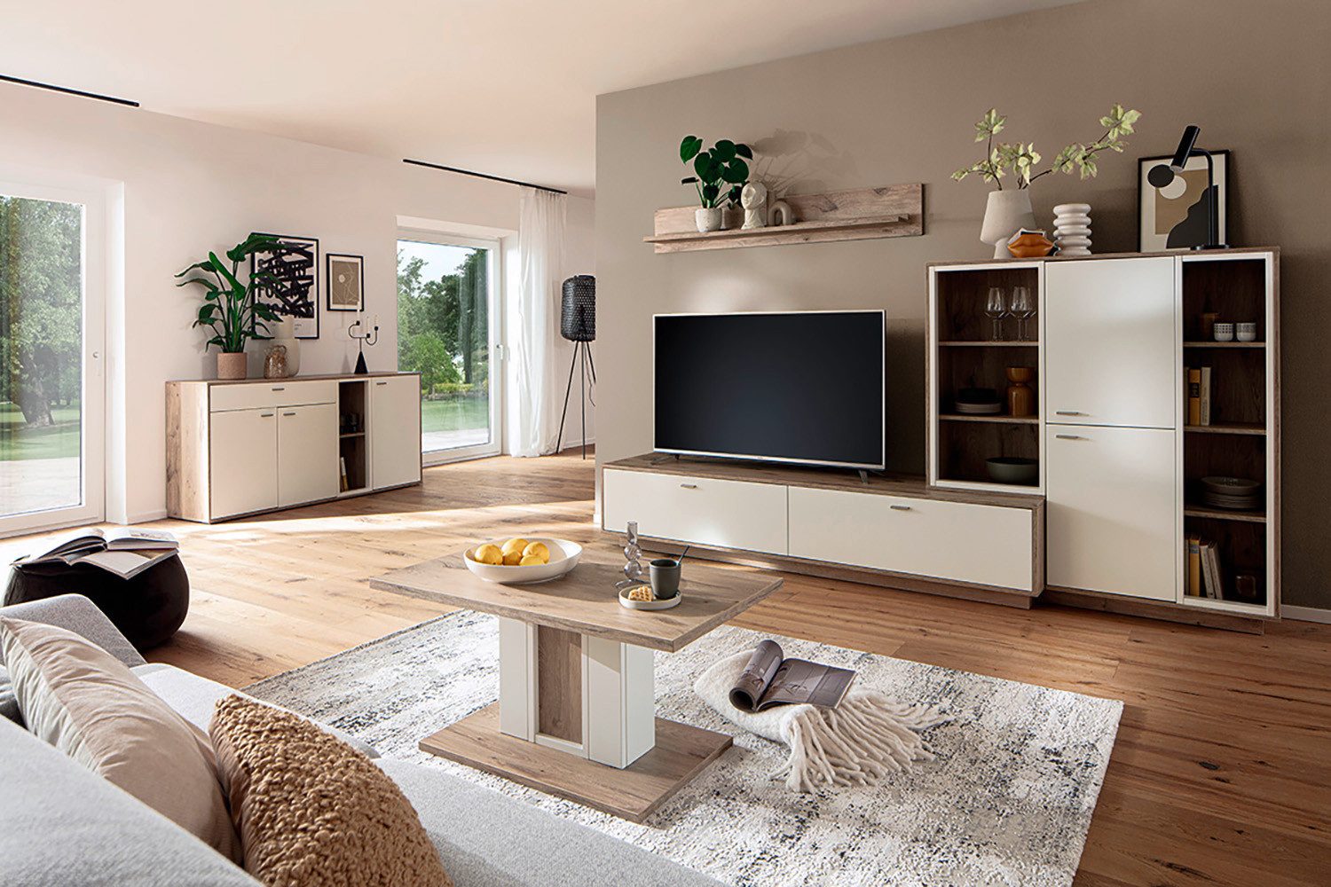 MCA furniture Wandmeubel SANTERNO Woonkamer set (3-delig), deuren & lades gedempt, breedte 287 cm (complete set, 3-delig)