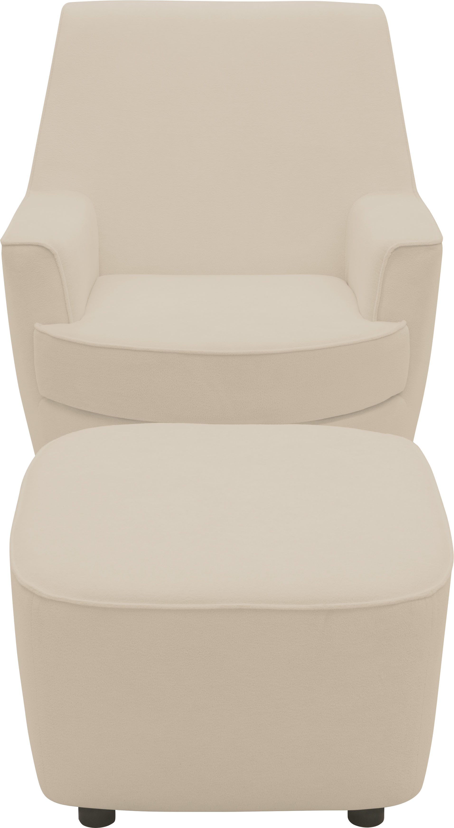 INOSIGN Draaibare fauteuil Hetty, draaistoel met kantelfunctie en poef, leesstoel, armstoel (set, 2 stuks)