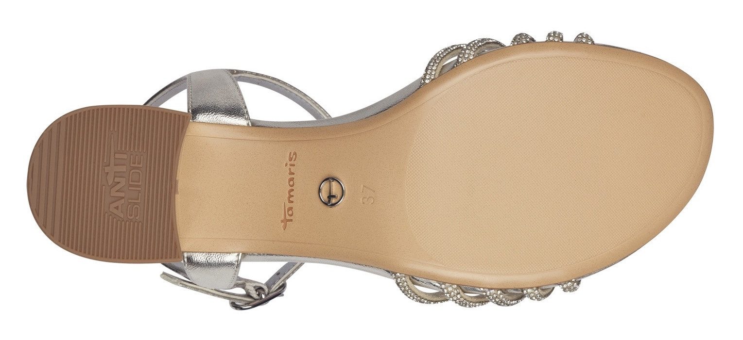 Tamaris Sandaaltjes , blokhak, feestdagenschuh, avondschuh met fonkelende sierstenen
